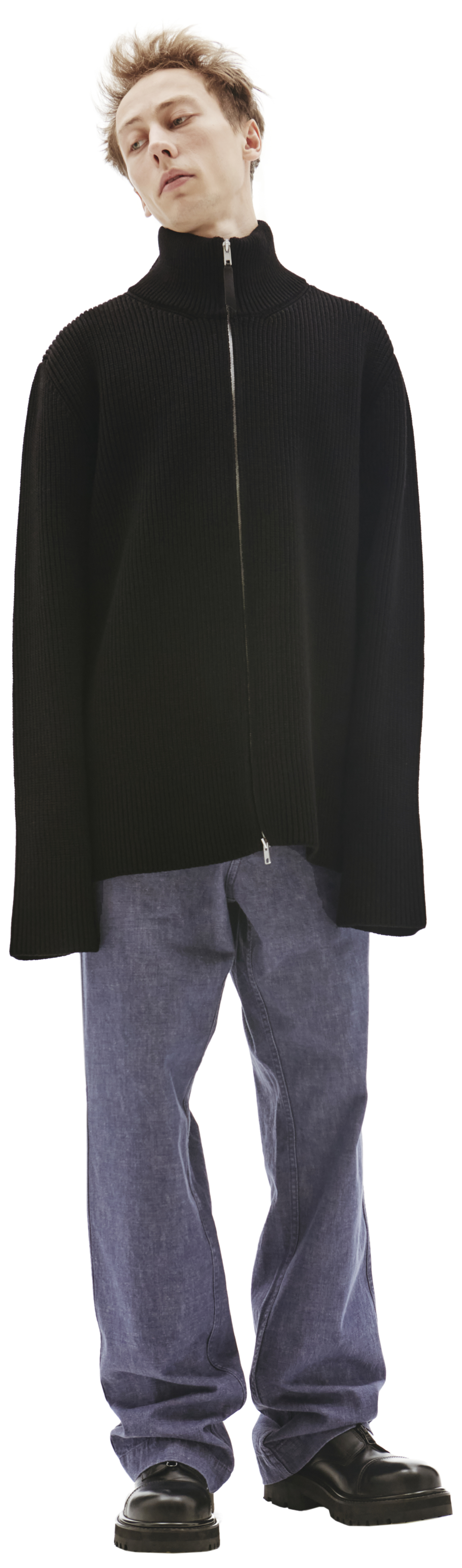 Maison Margiela Black Zip Cardigan