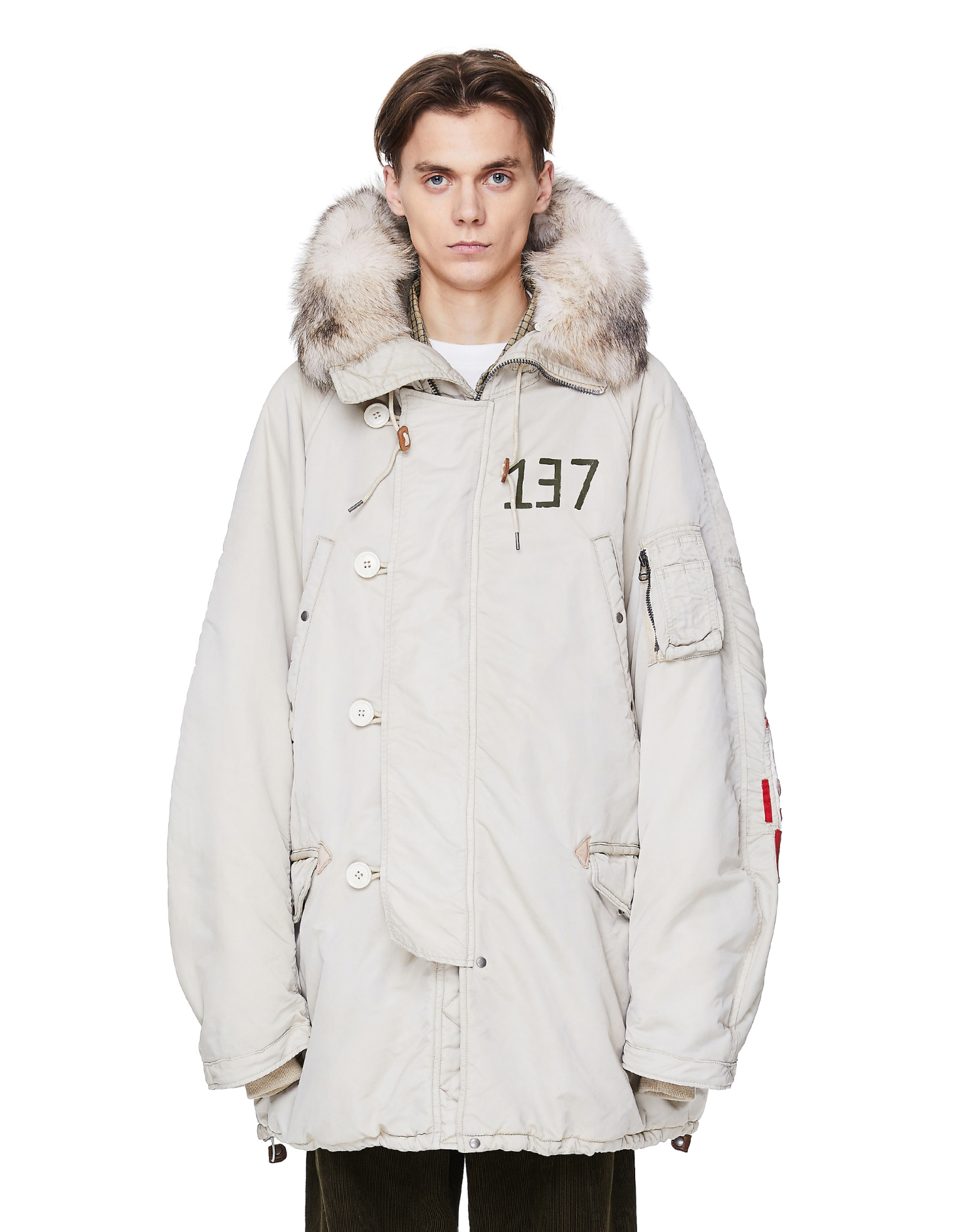 visvim Белая хлопковая парка с капюшоном