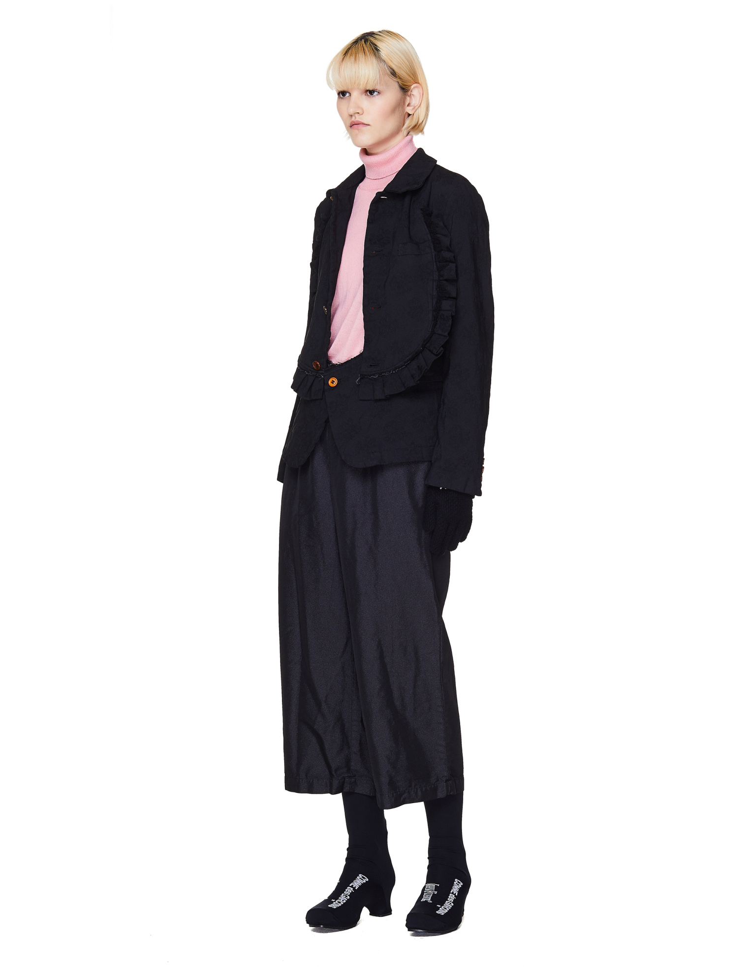 Comme des Garcons CdG Black Cropped Wide Leg Pants