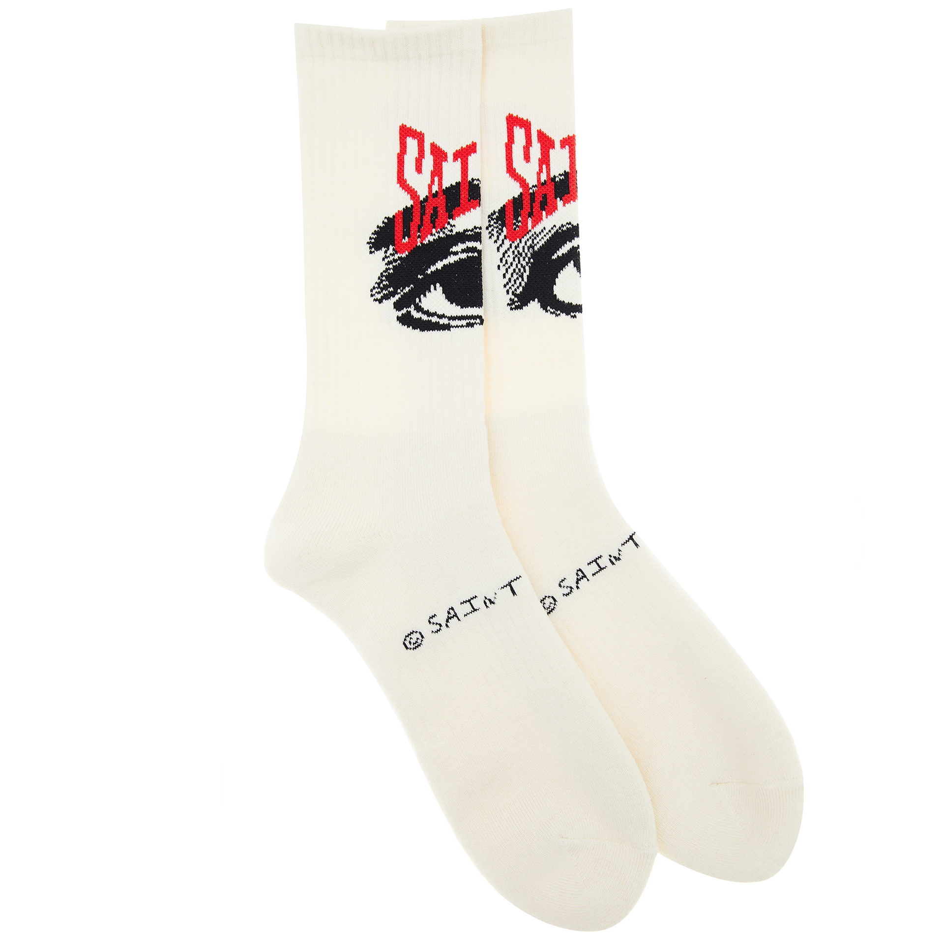Saint Michael White Printed Socks
