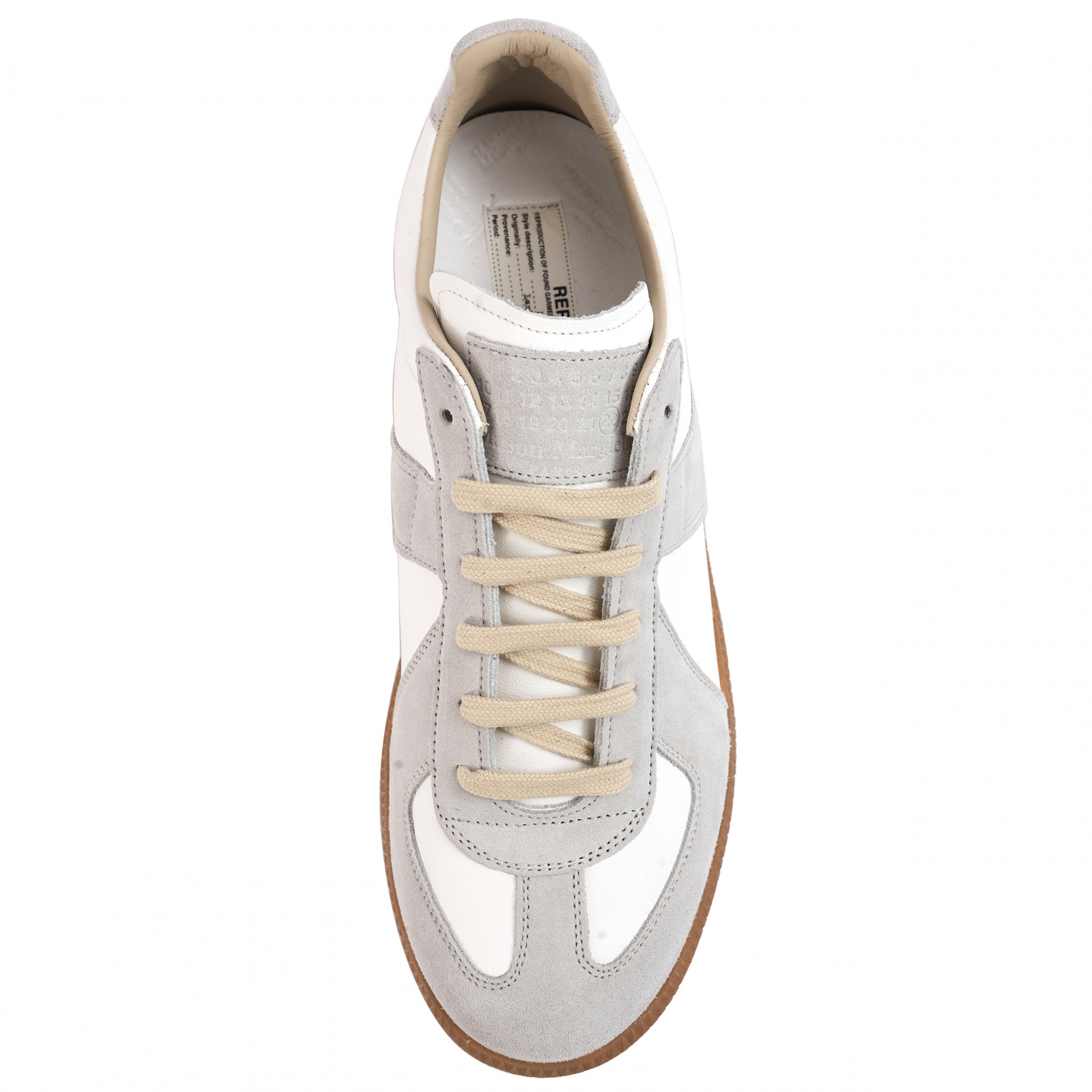 Buy Maison Margiela men leather replica sneakers in white for $540