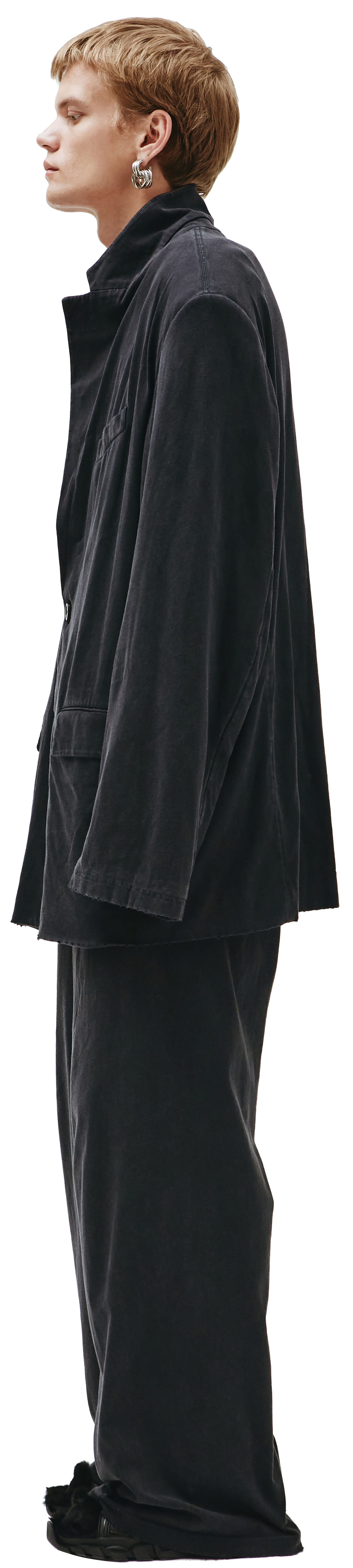 Buy Balenciaga men black cotton oversize jacket for $2,120