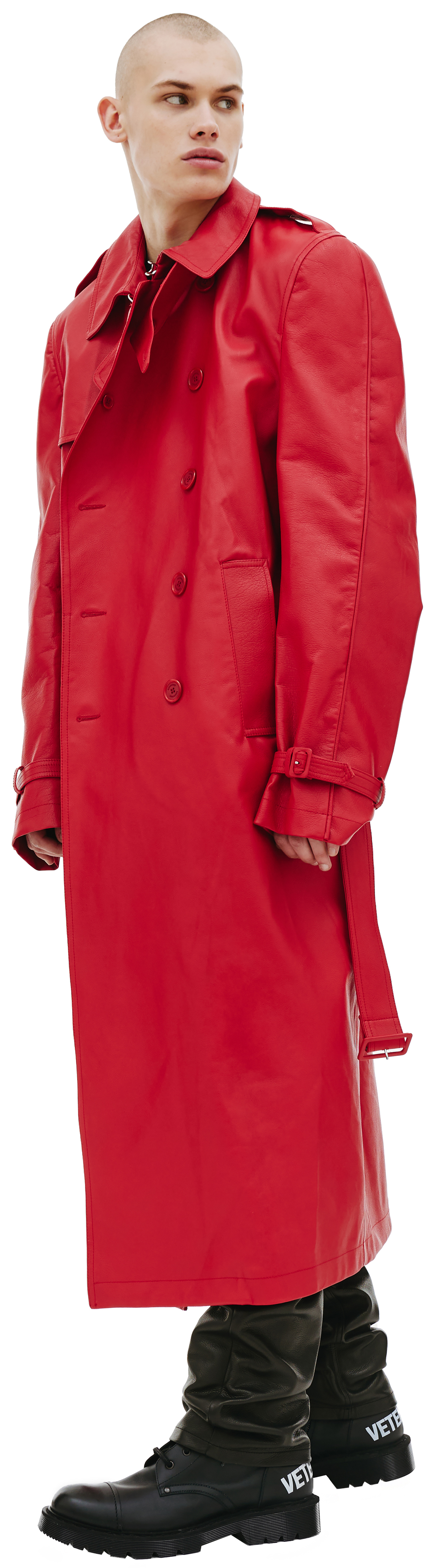 VTMNTS Red leather trench