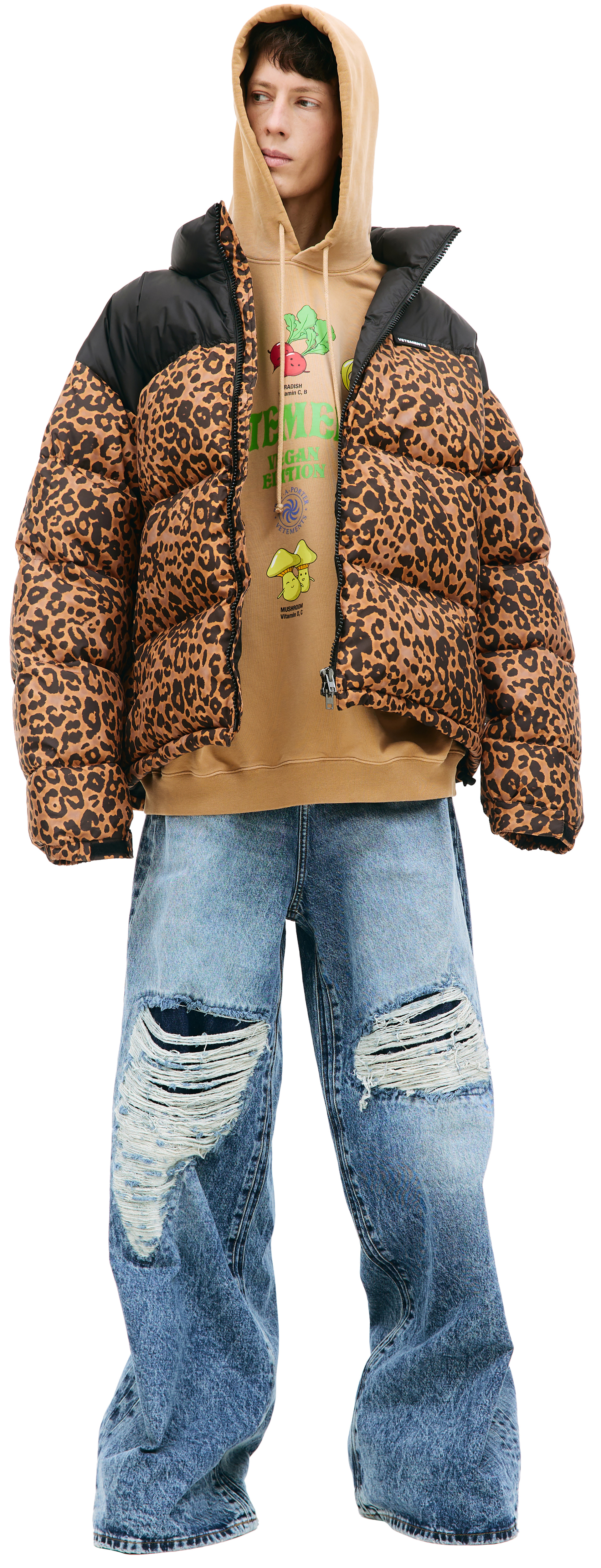 VETEMENTS Down jacket with animal print