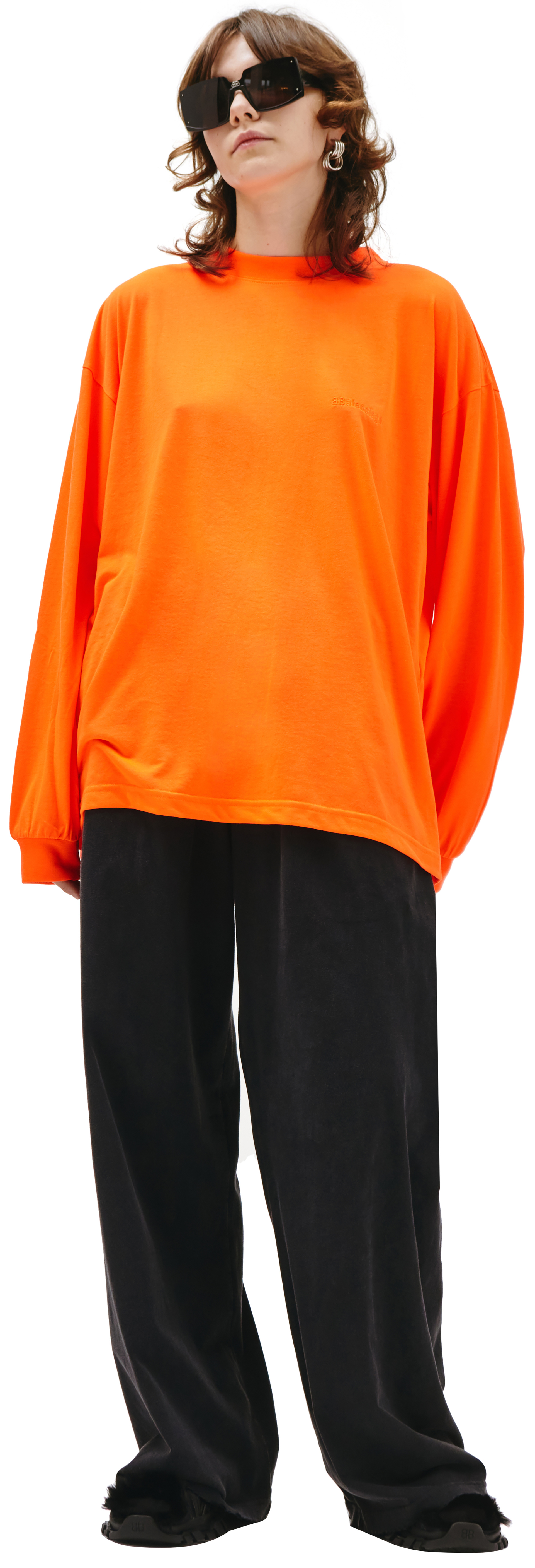 Balenciaga Orange Longsleeve with embroidered logo