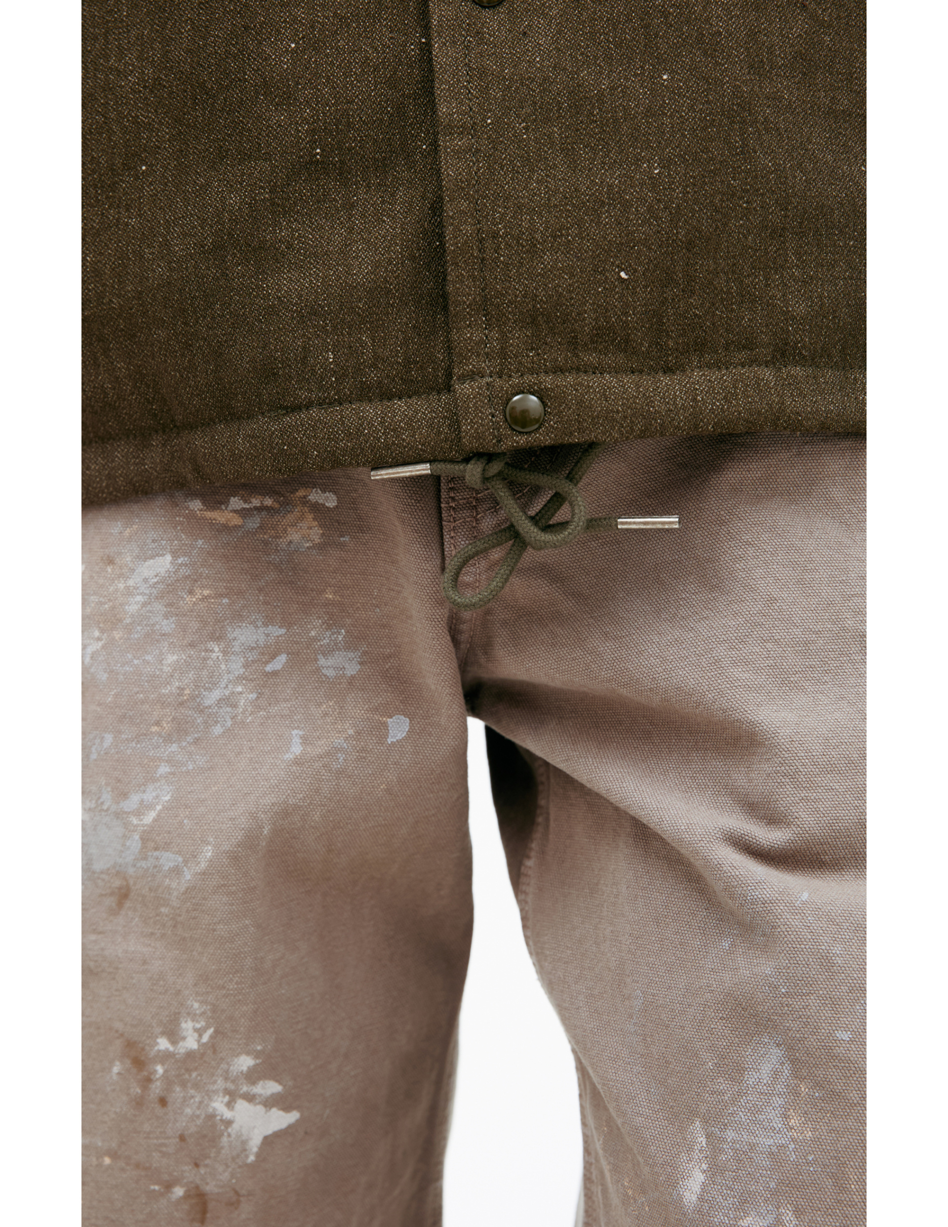 visvim Куртка-0125105013009 бомбер, на кнопках, вышивка лого на груди, шерсть, хаки