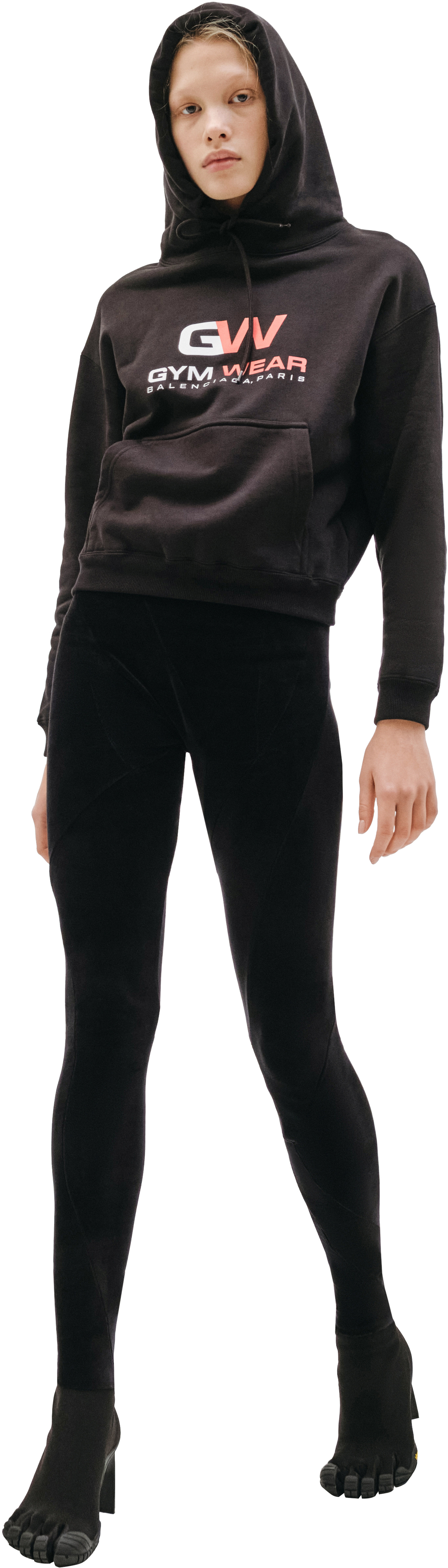 Balenciaga Black Cropped Gym Wear Hoodie
