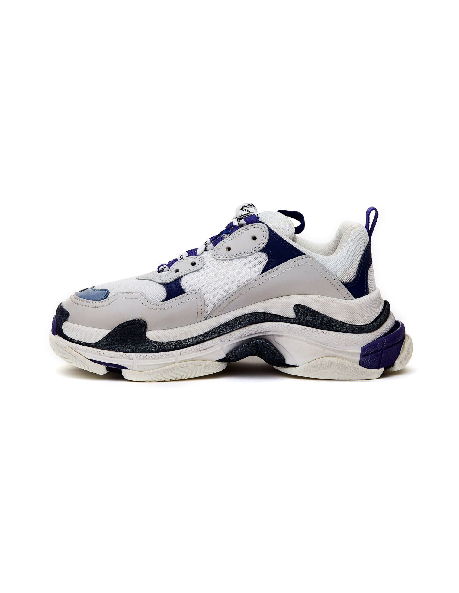 Balenciaga White & Purple Triple S Sneakers