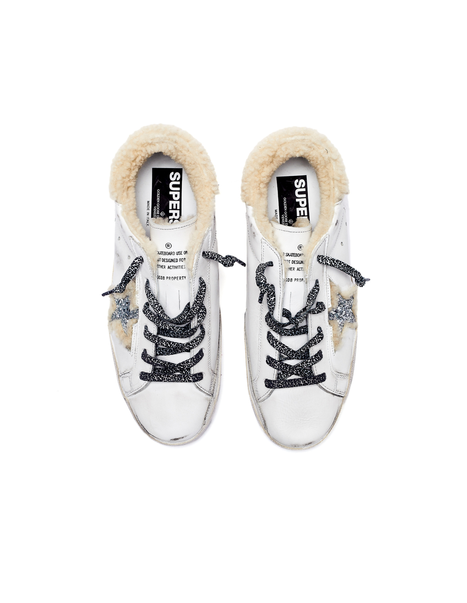 Golden Goose Кожаные кеды Superstar с овчиной