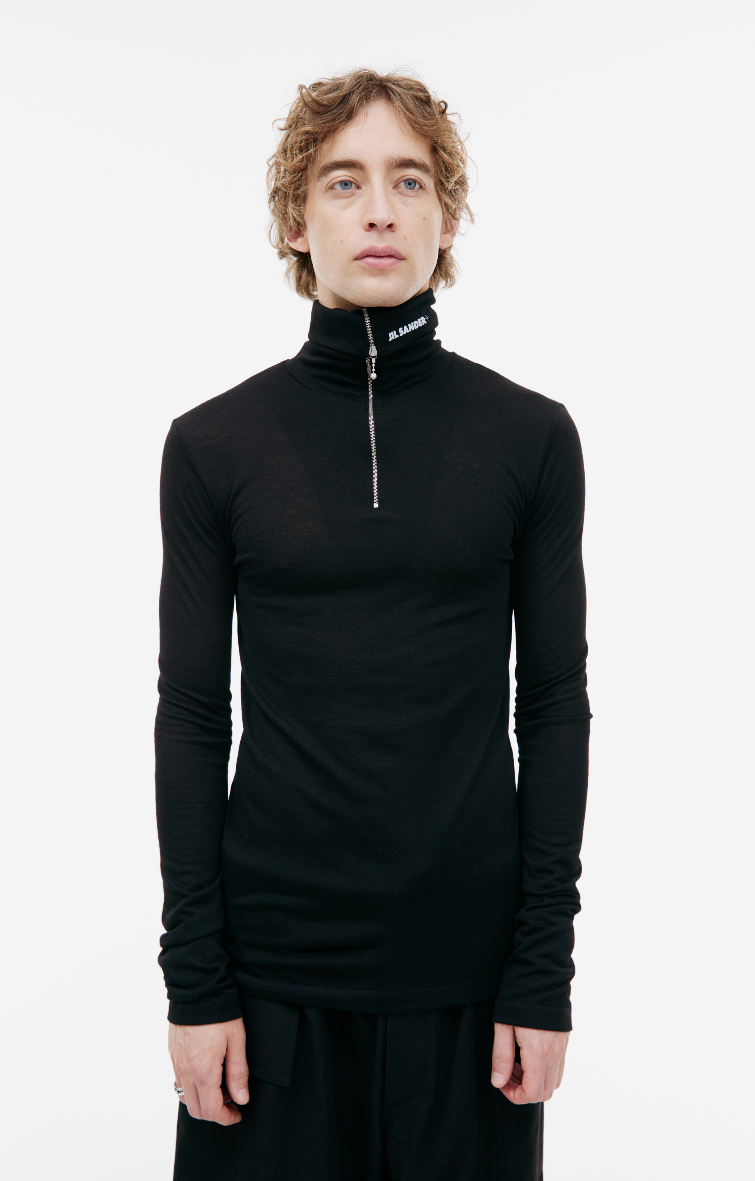 Jil Sander Black wool zip up turtleneck