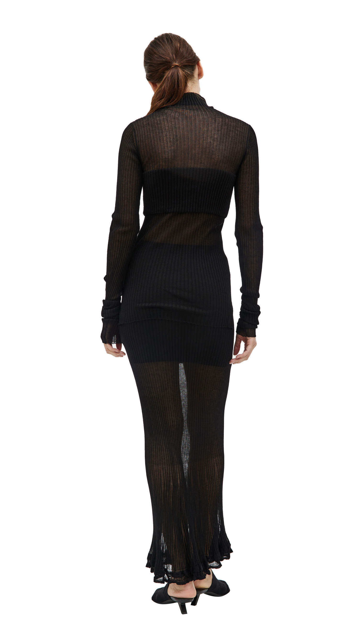 QUIRA Black sheer turtleneck