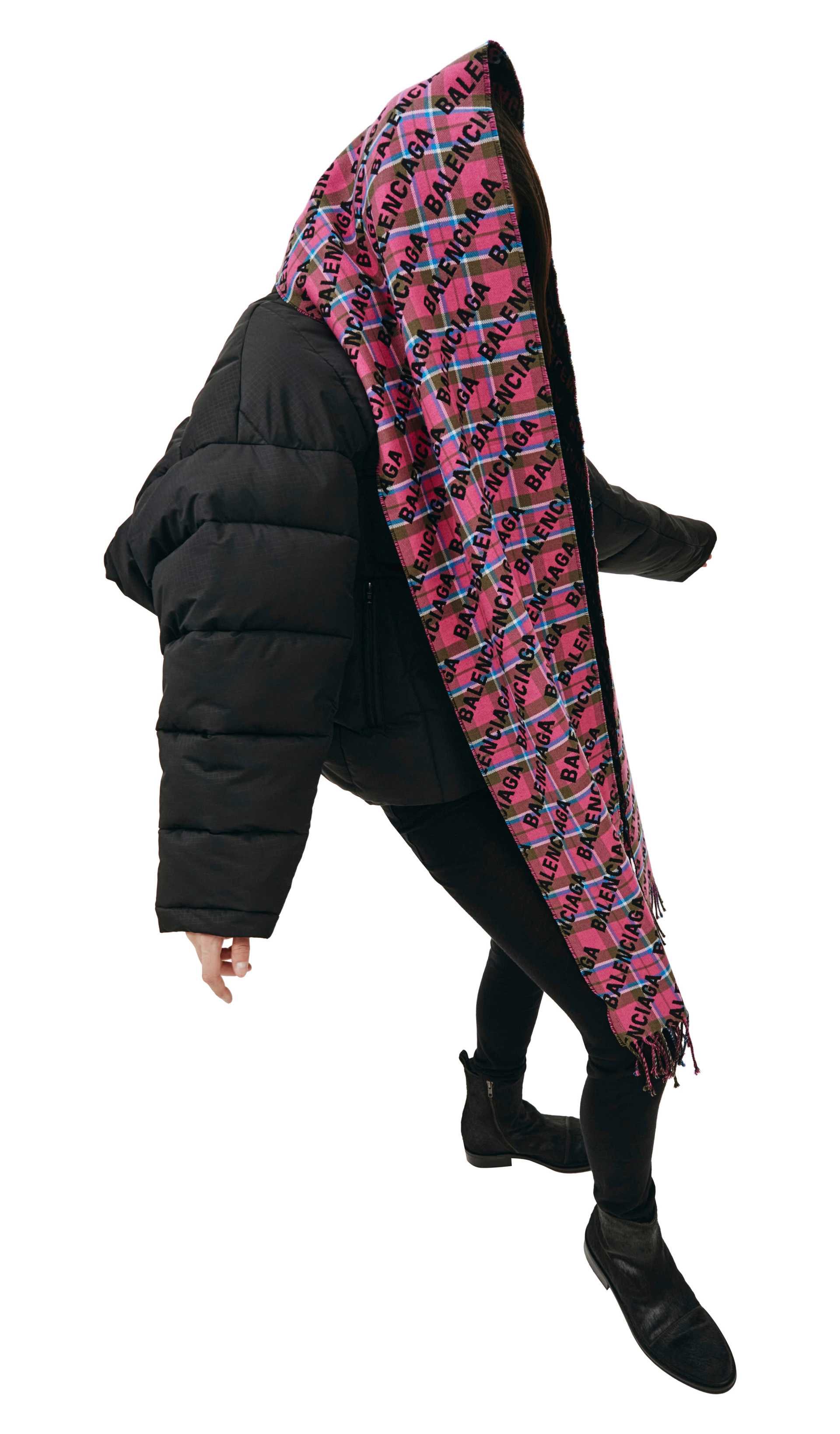 Balenciaga Pink Checked Scarf