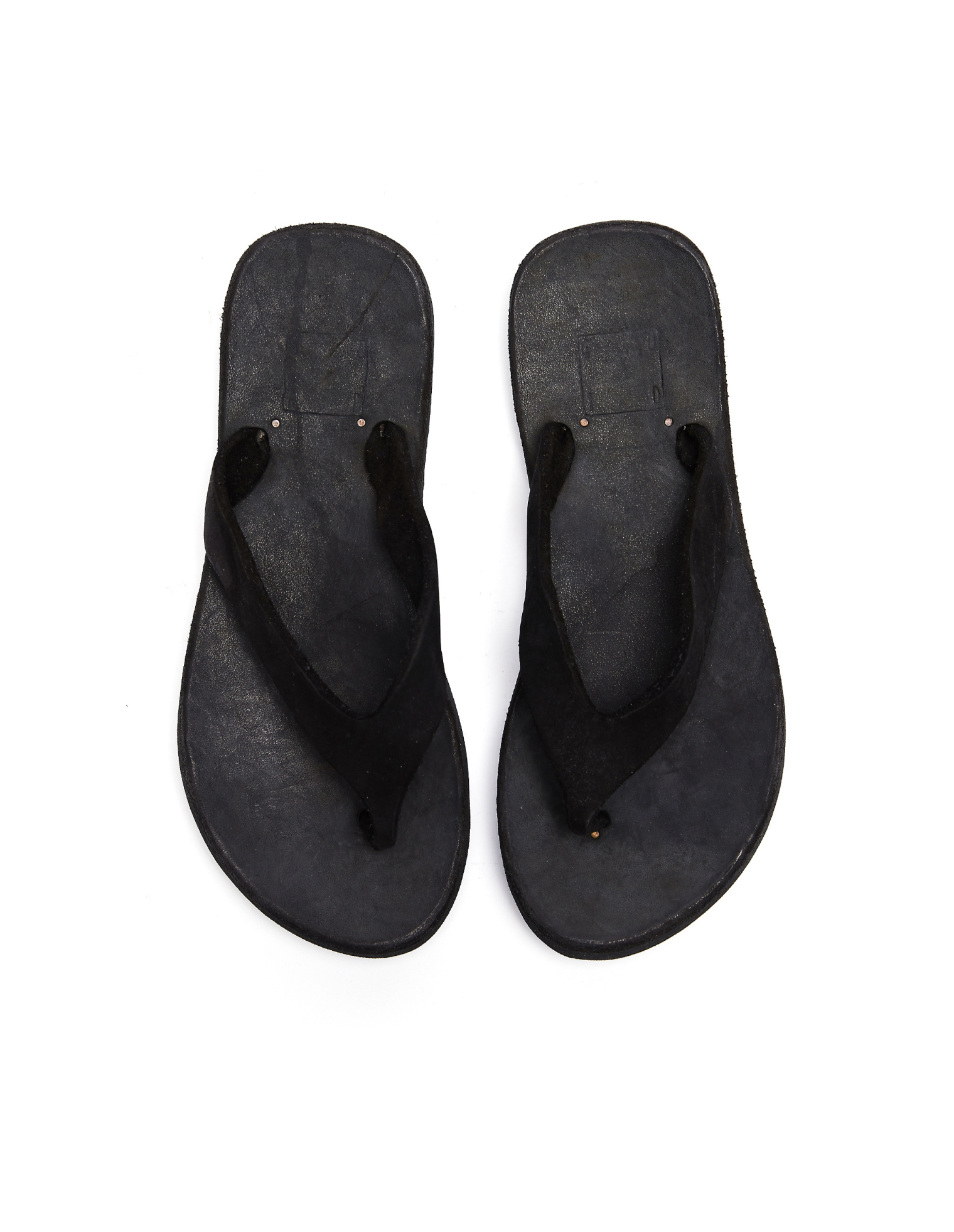 Guidi Black Leather Flip Flops