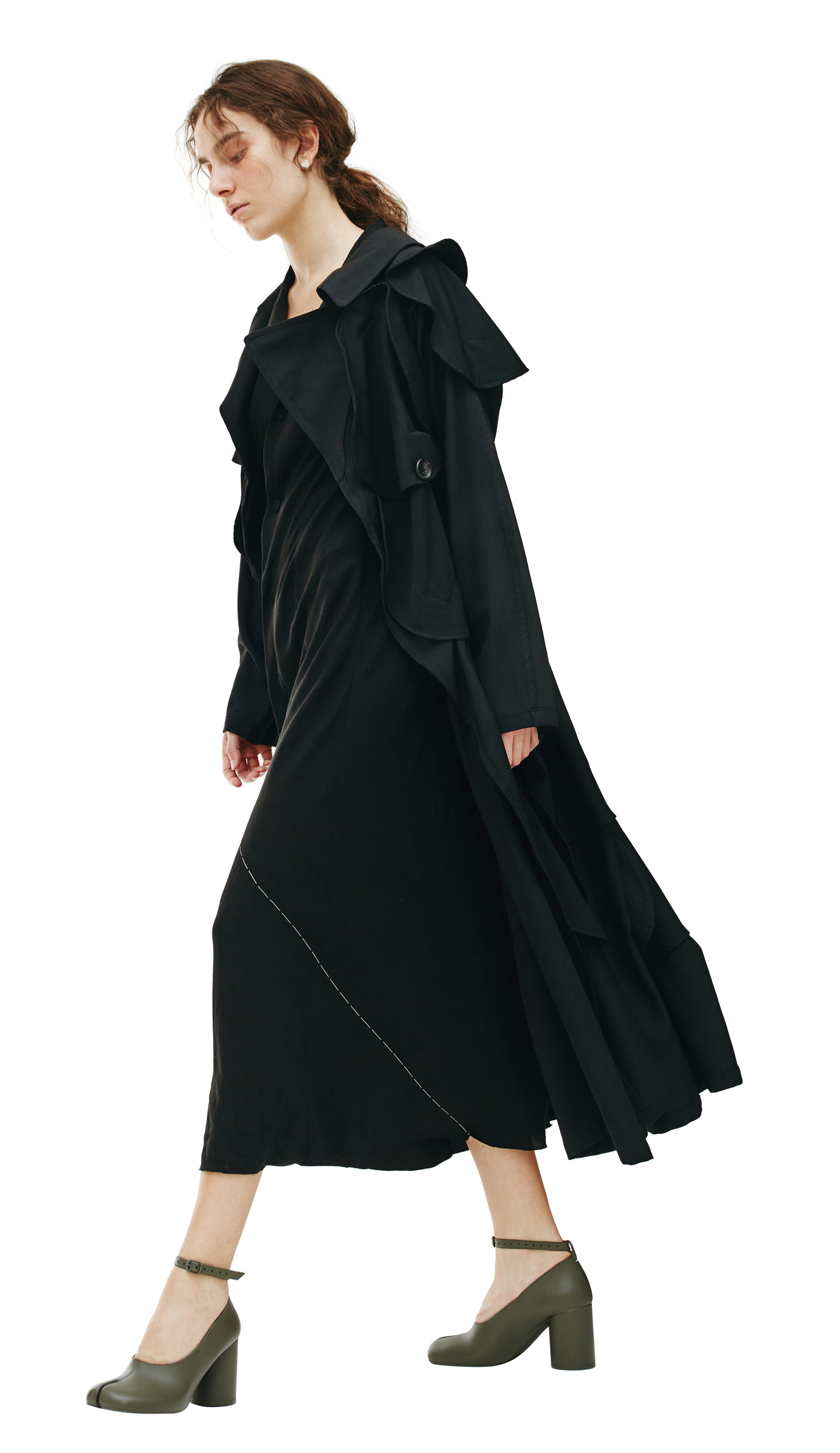 Yohji Yamamoto Шерстяное пальто с объемными кругами