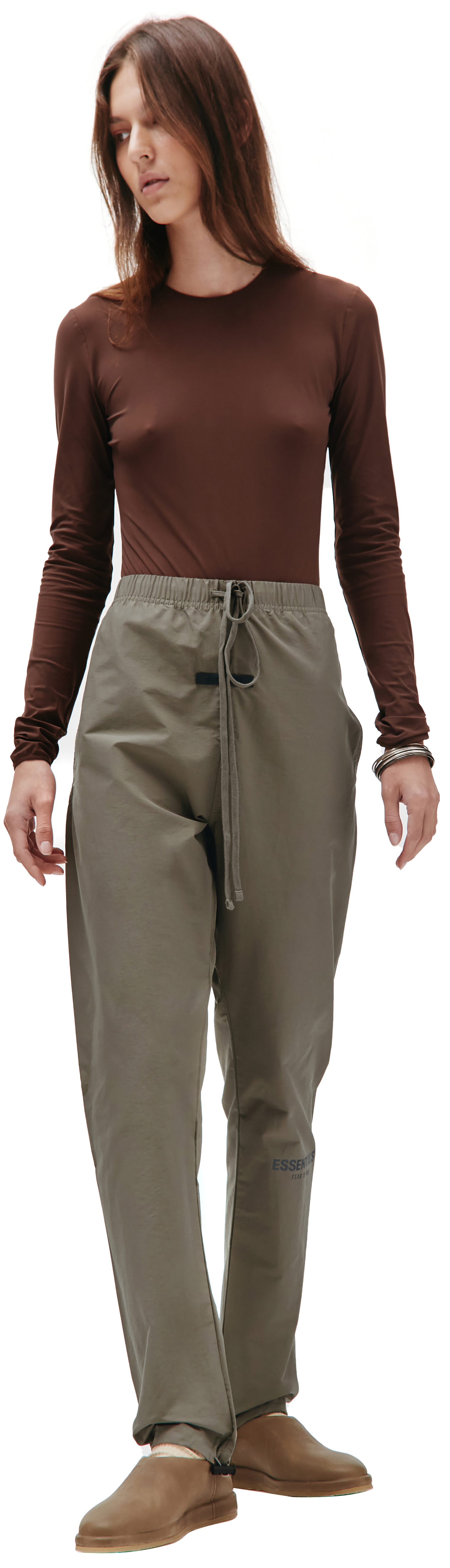 Fear of God Essentials Brown track pant with logo