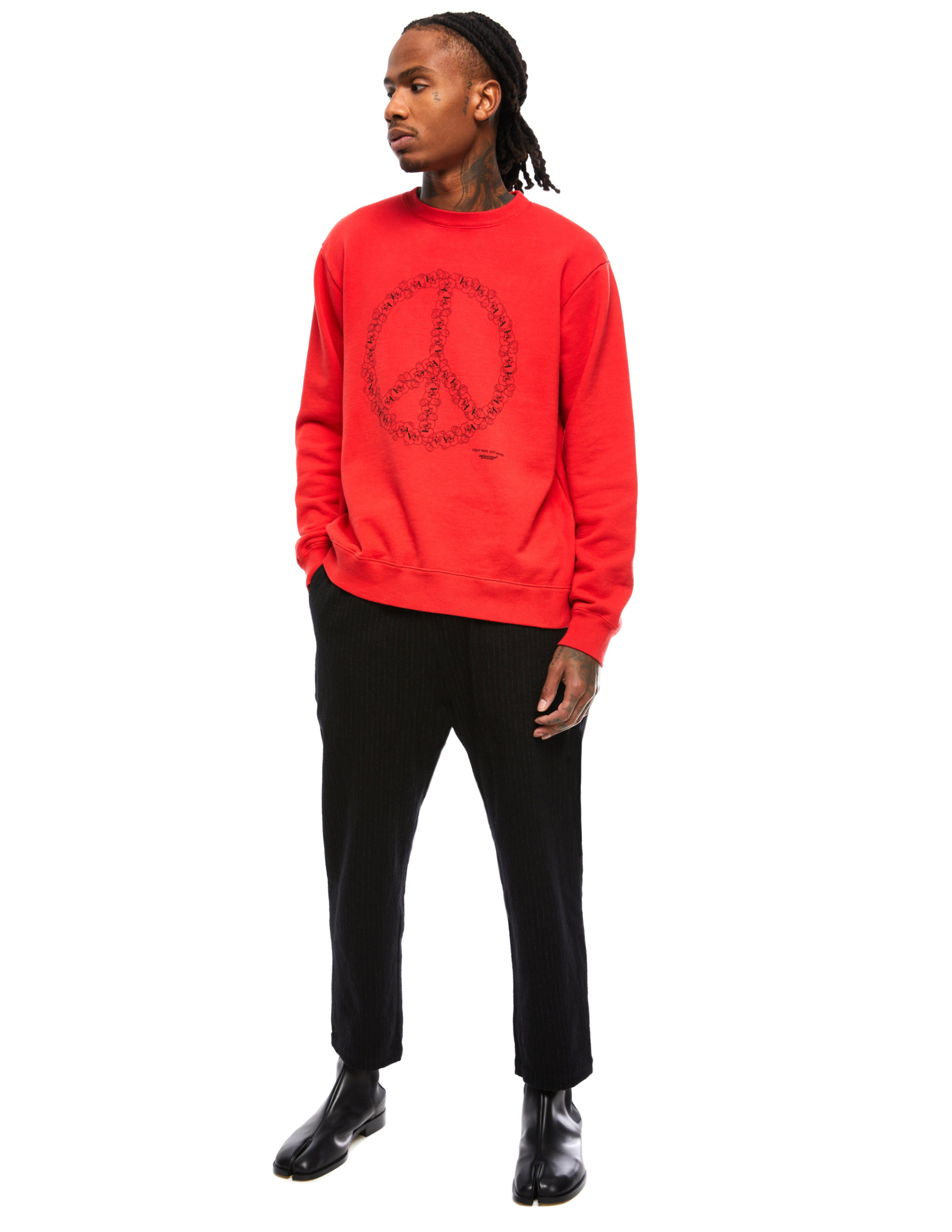 Undercover Peace Sign Sweatshirt in Red