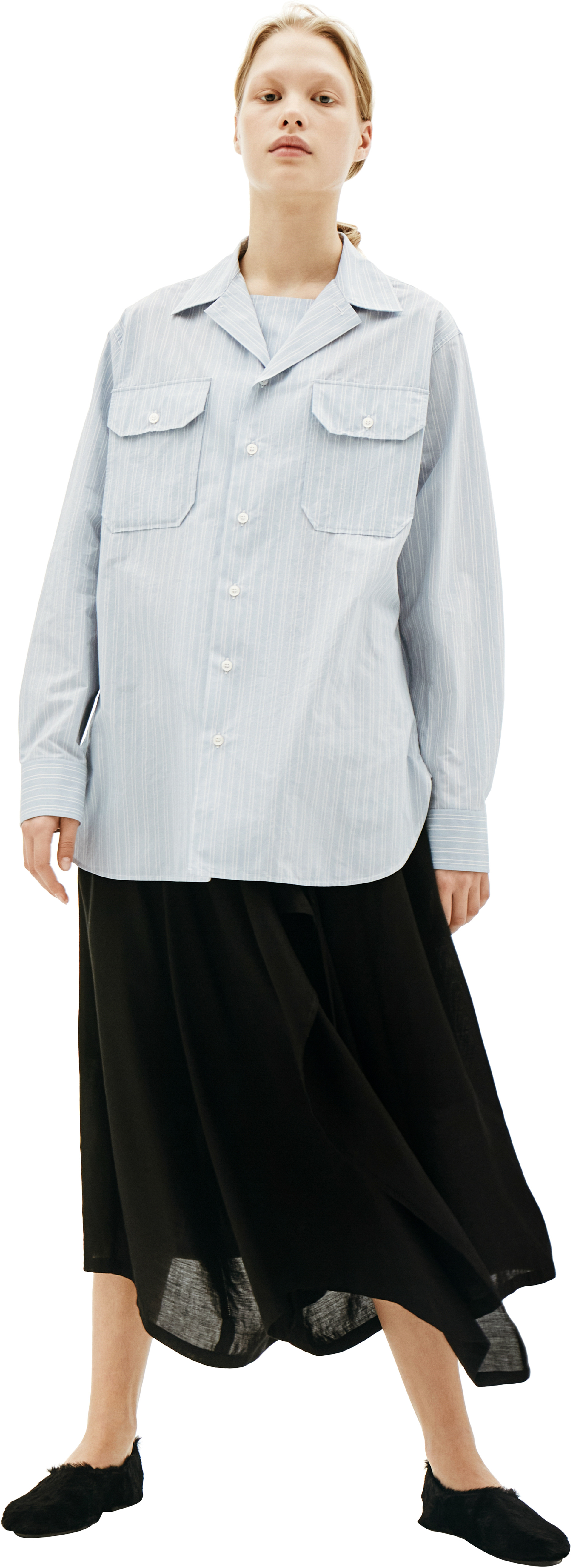 Maison Margiela Blue Stripped Shirt With Pockets