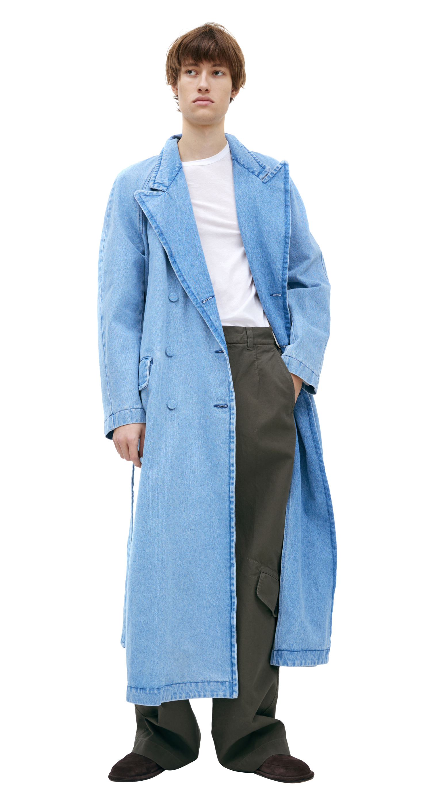 Dries Van Noten Denim trench coat with belt