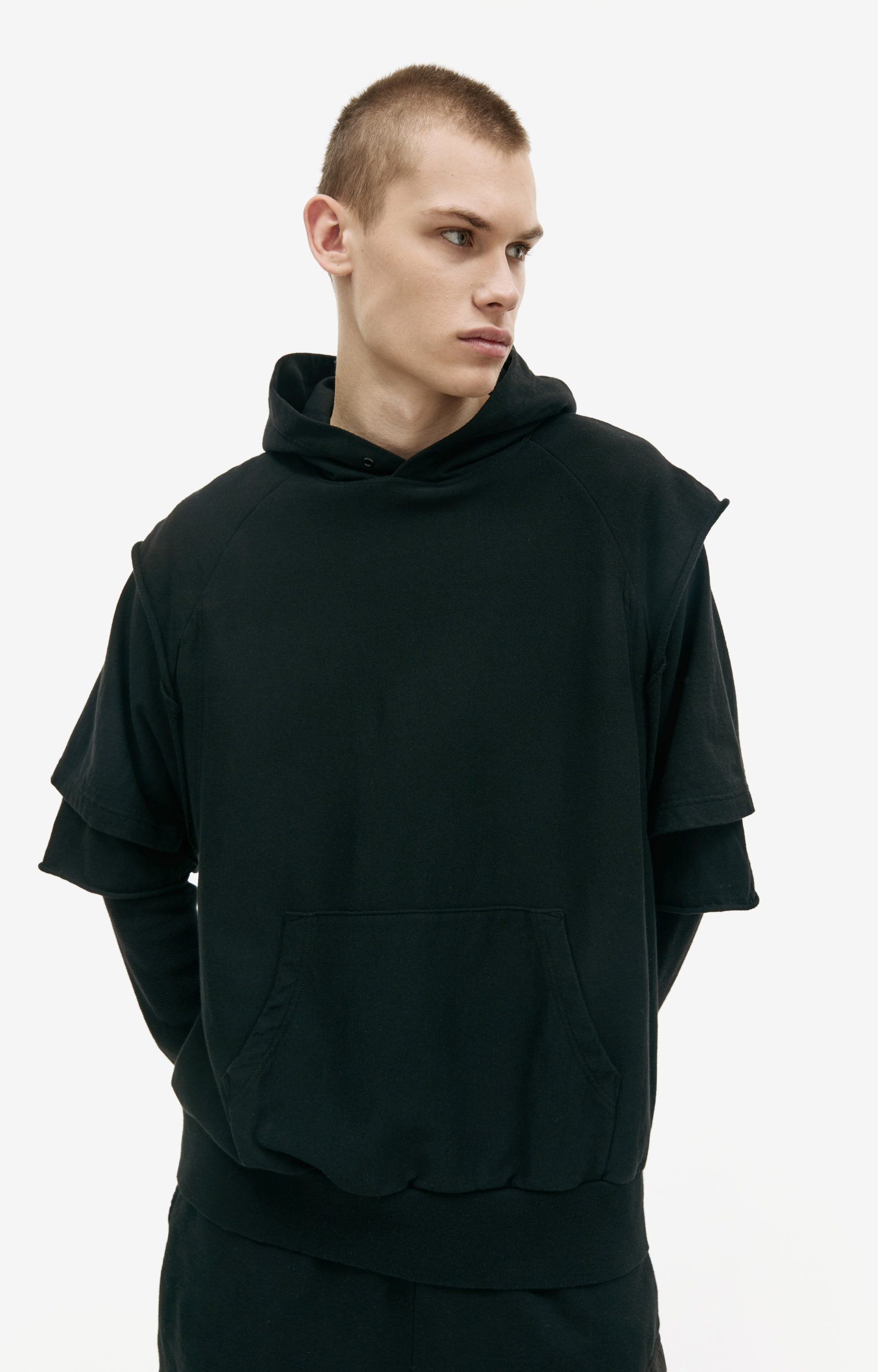 Undercover Black layered hoodie