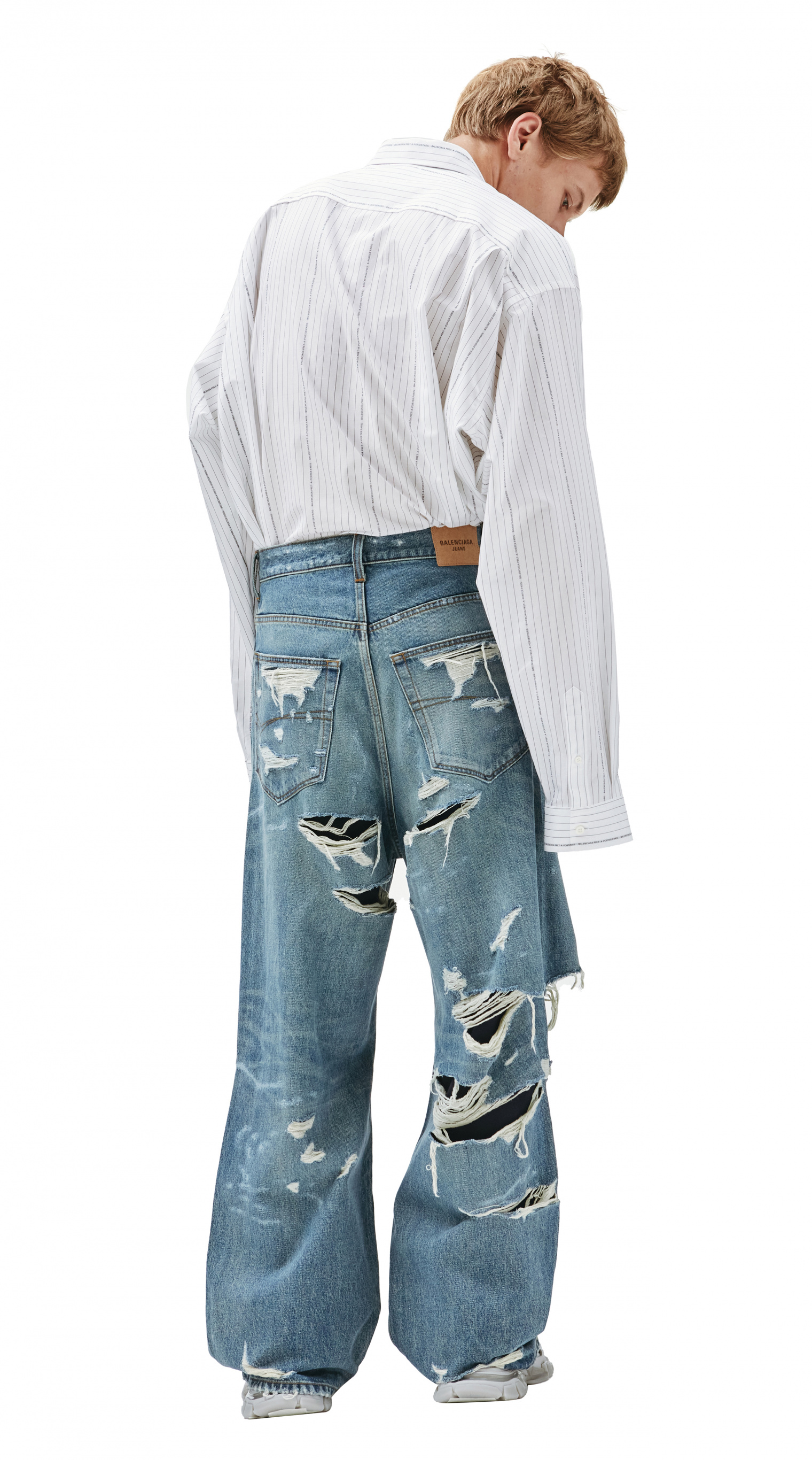 Balenciaga Wide jeans with all-over rips