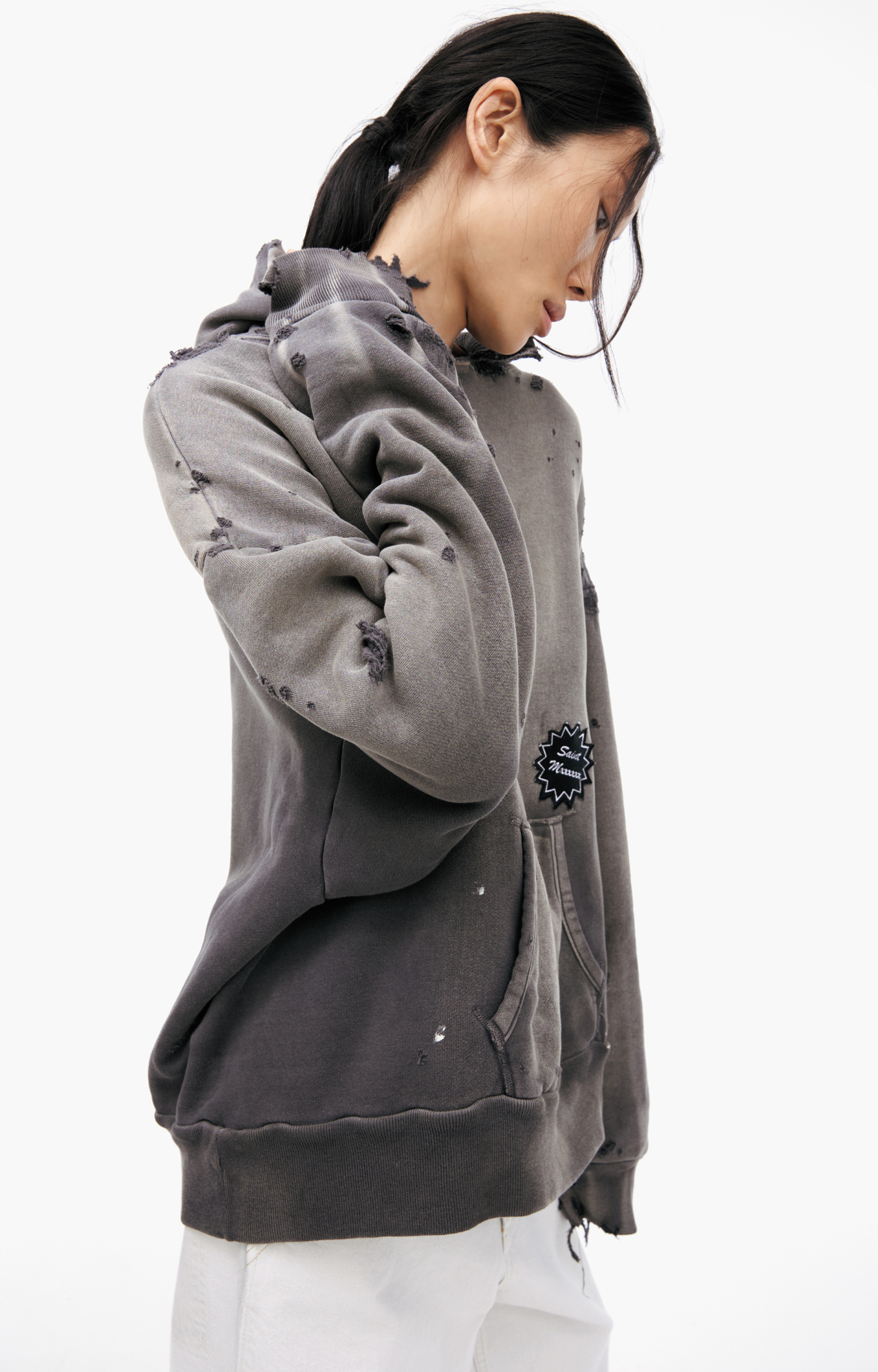 Saint Mxxxxxx Grey logo hoodie