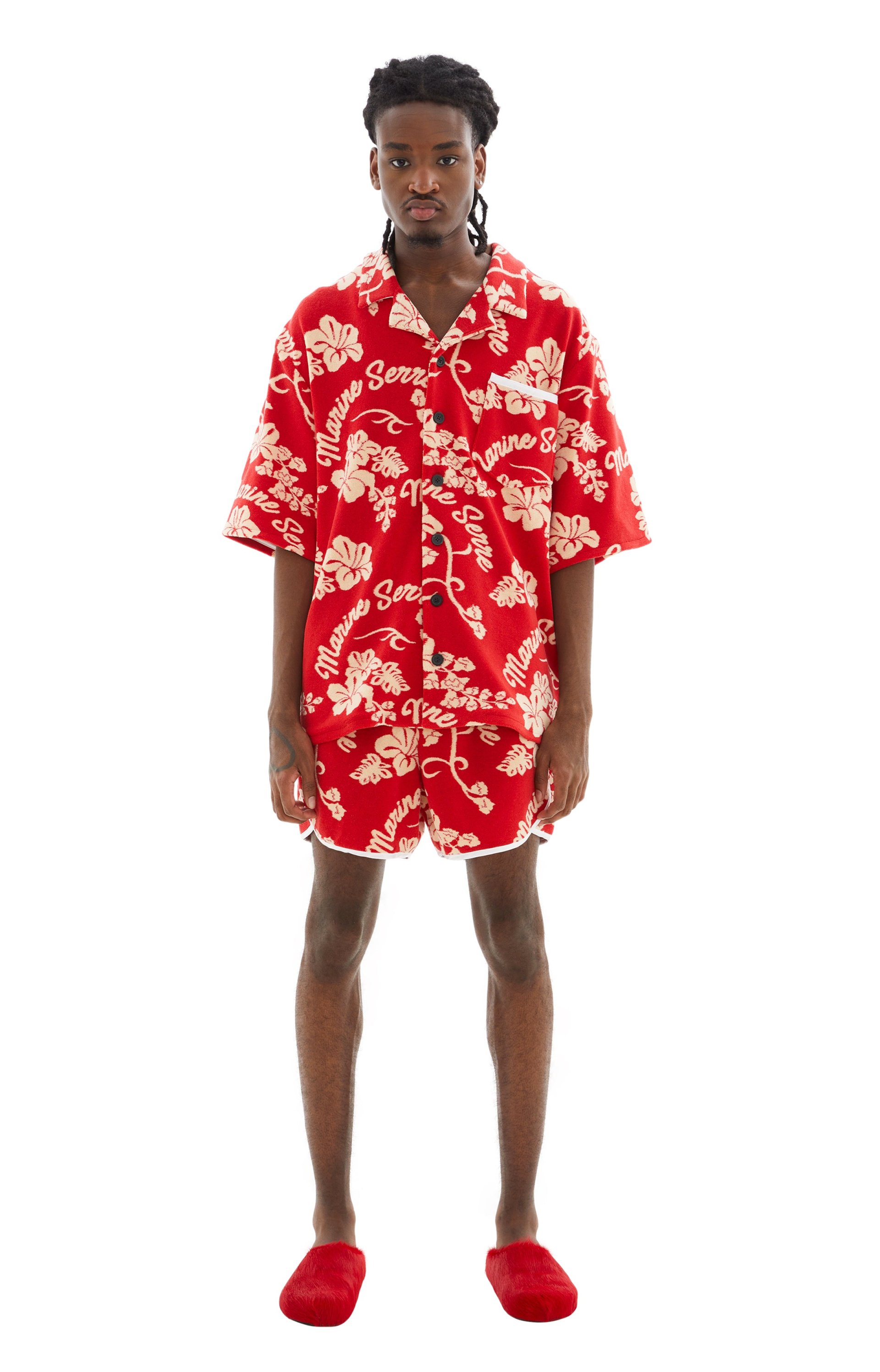 MARINE SERRE Jersey Jacquard Towels Bowling S/S Shirt