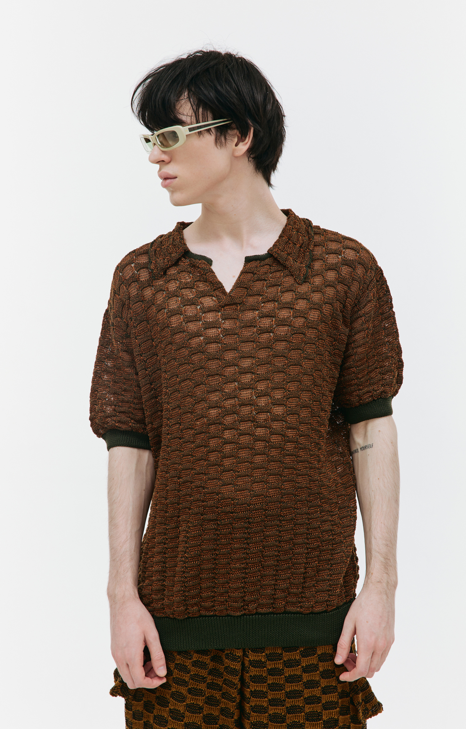 Isa Boulder Brown knit polo