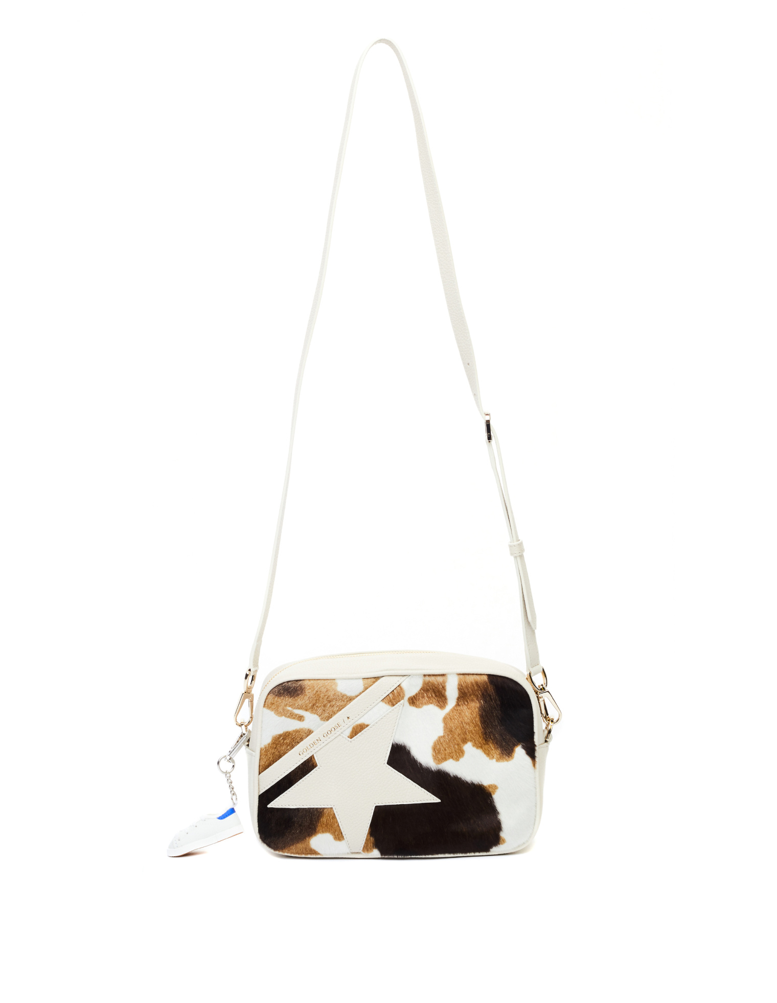 Golden Goose Cow Printed Pony Fur Star Bag