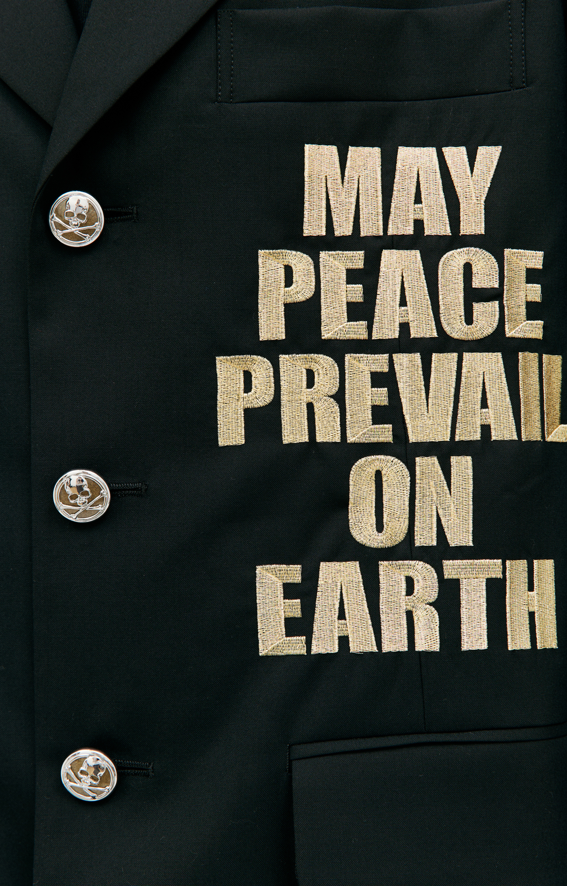 Mastermind WORLD \'May Peace\' embroidered wool blazer