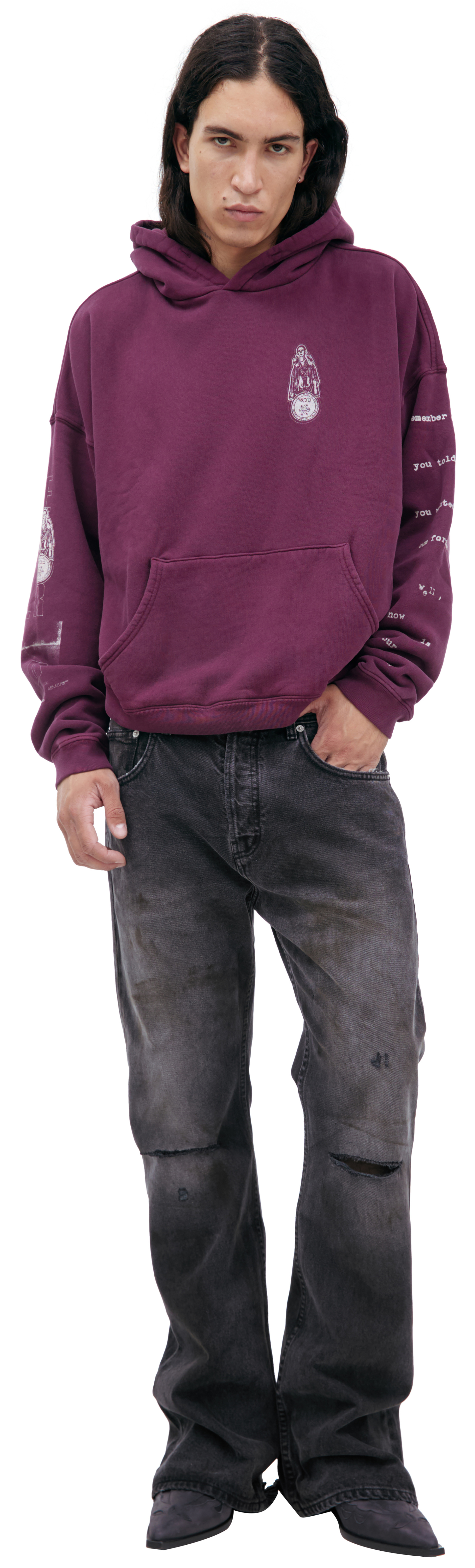 Enfants Riches Déprimés Burgundy hoodie with print