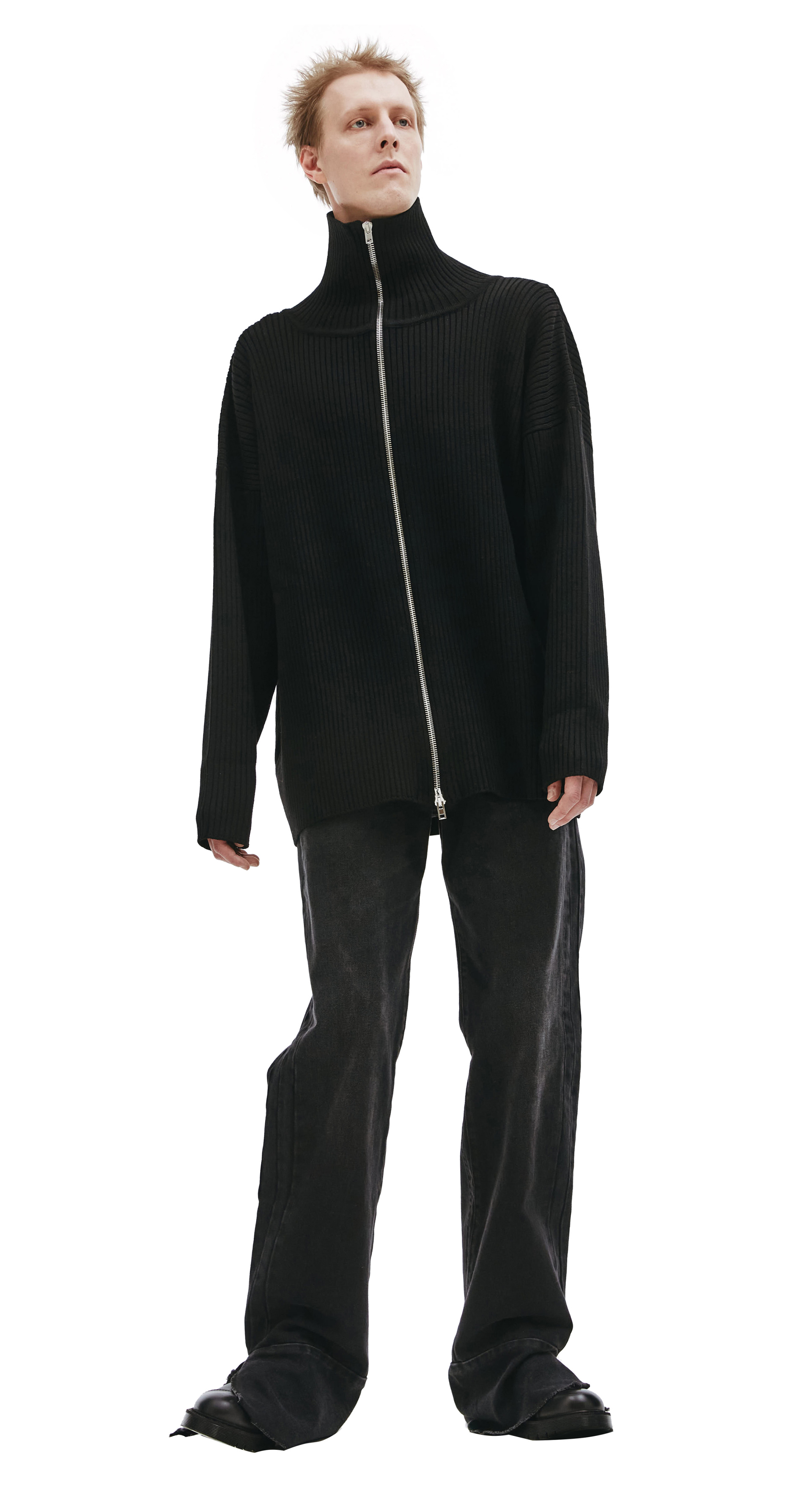 VETEMENTS Black wool zipped cardigan