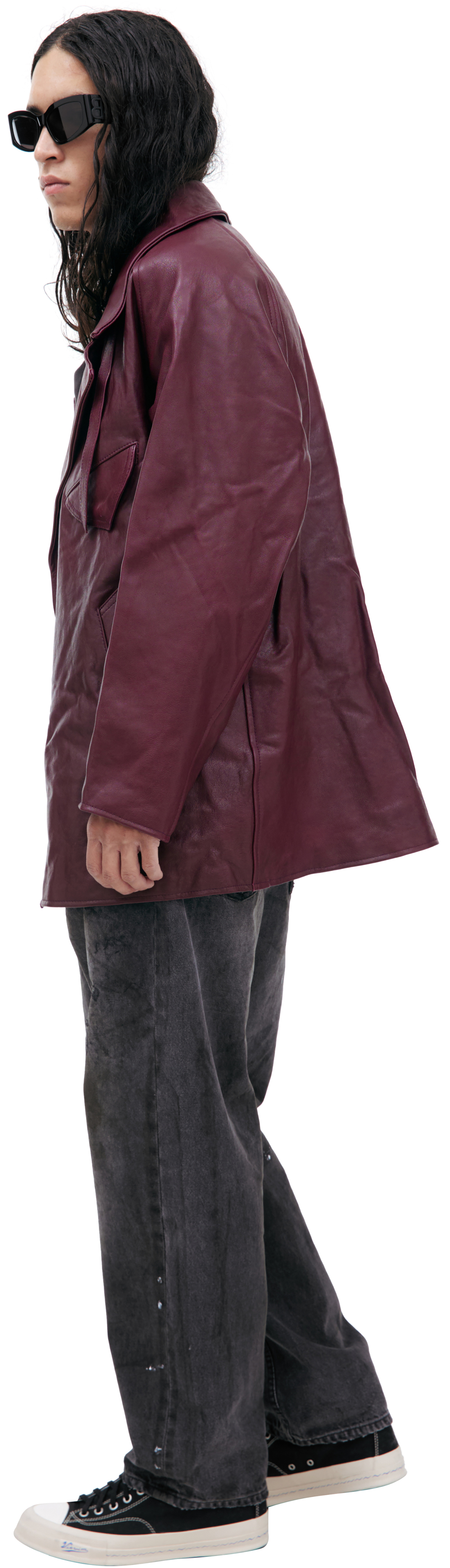 Enfants Riches Déprimés Burgundy leather jacket