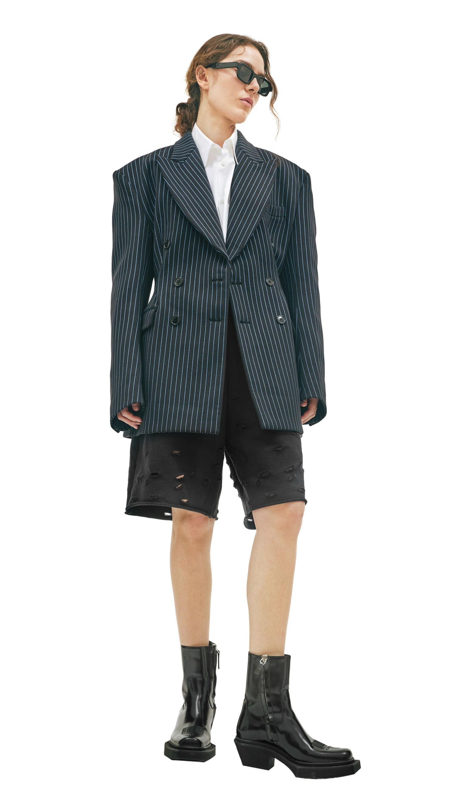 VETEMENTS Двубортный пиджак в полоску