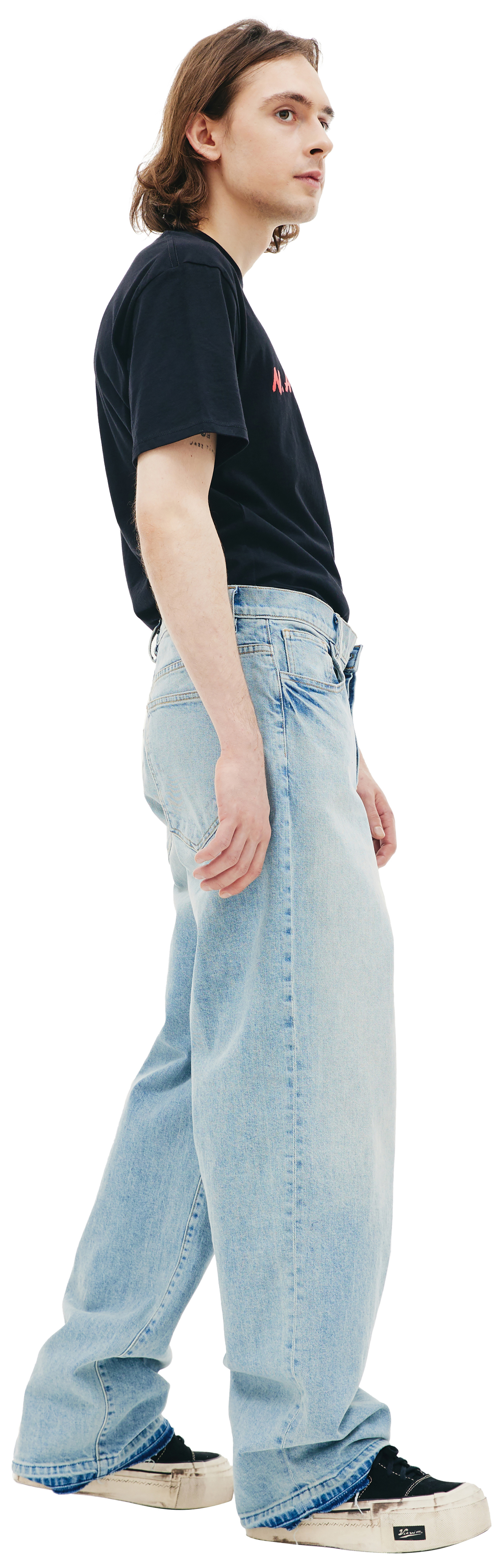Nahmias Голубые джинсы с рваным коленом
