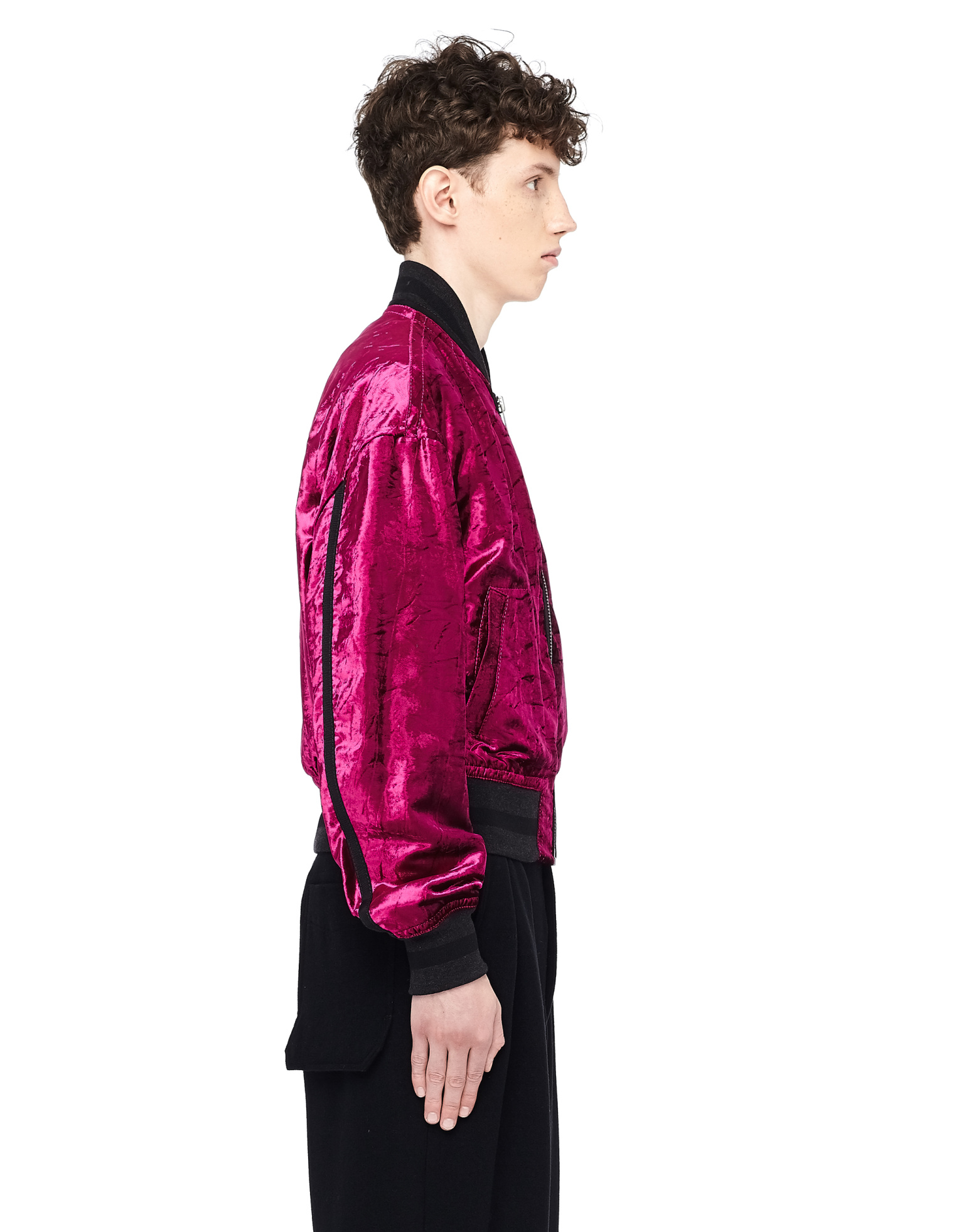 Haider Ackermann Velvet Striped Bomber Jacket