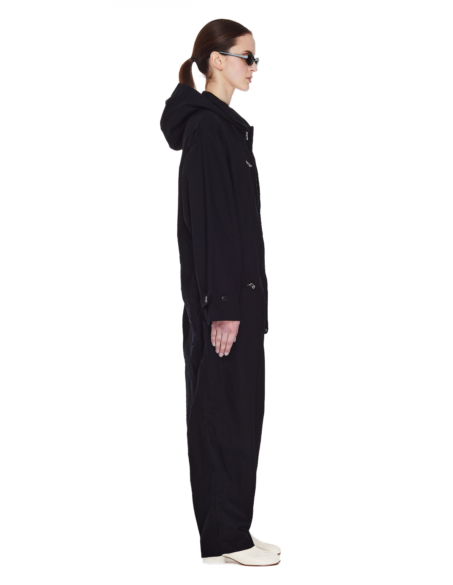 Yohji Yamamoto Black Cotton Hooded Jumpsuit
