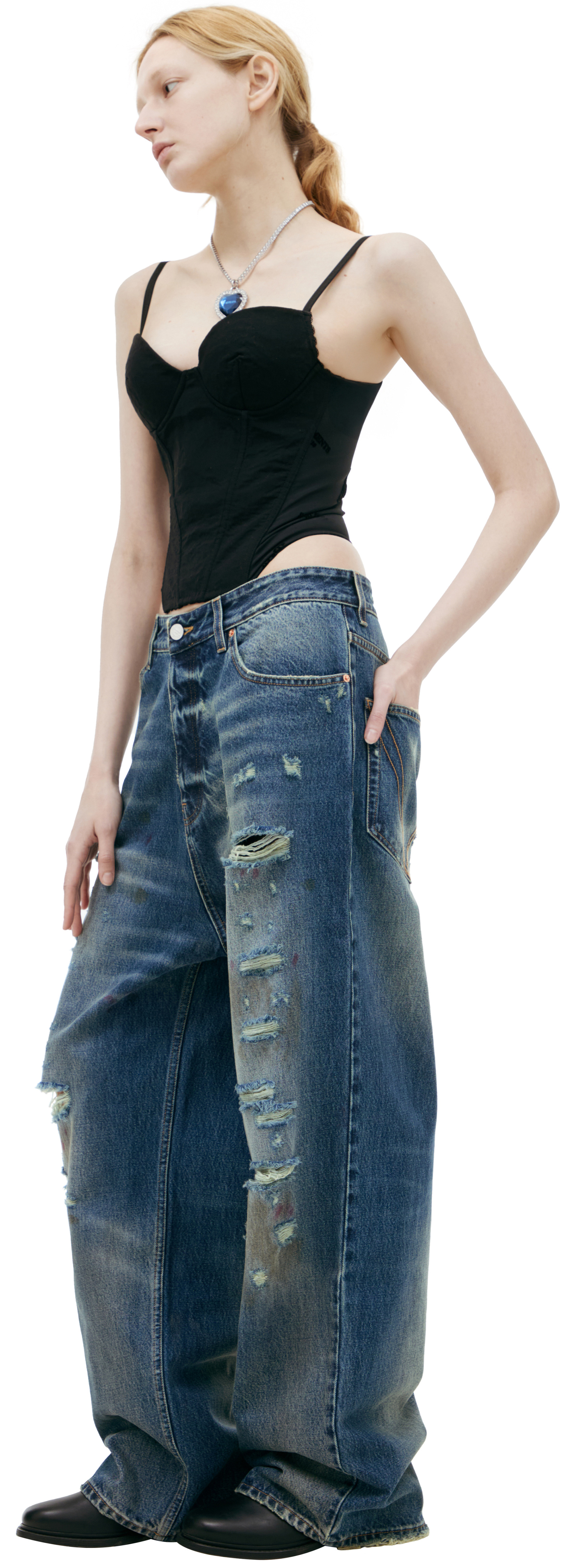 VETEMENTS Blue ripped effect jeans