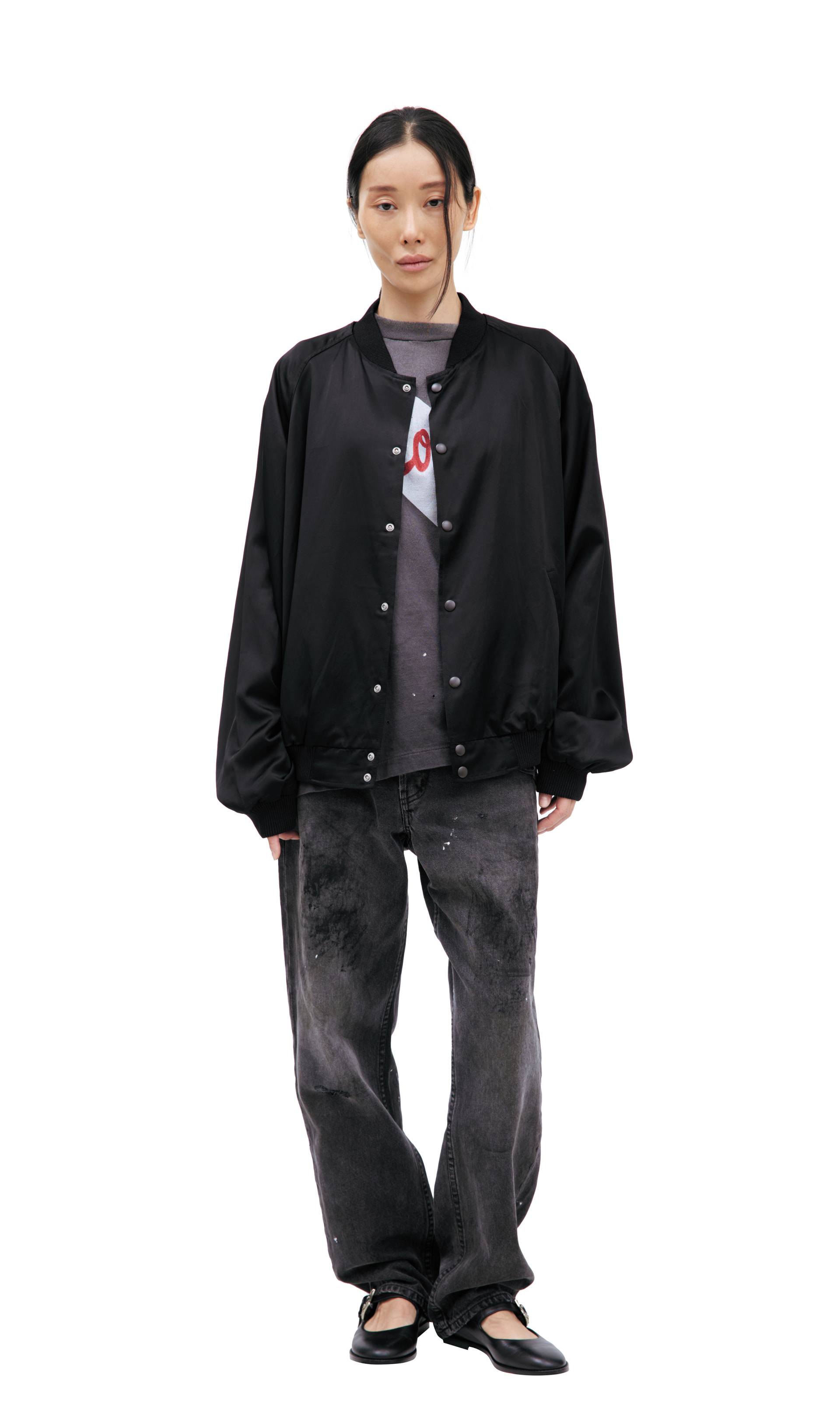 Saint Mxxxxxx Black bomber jacket with buttons