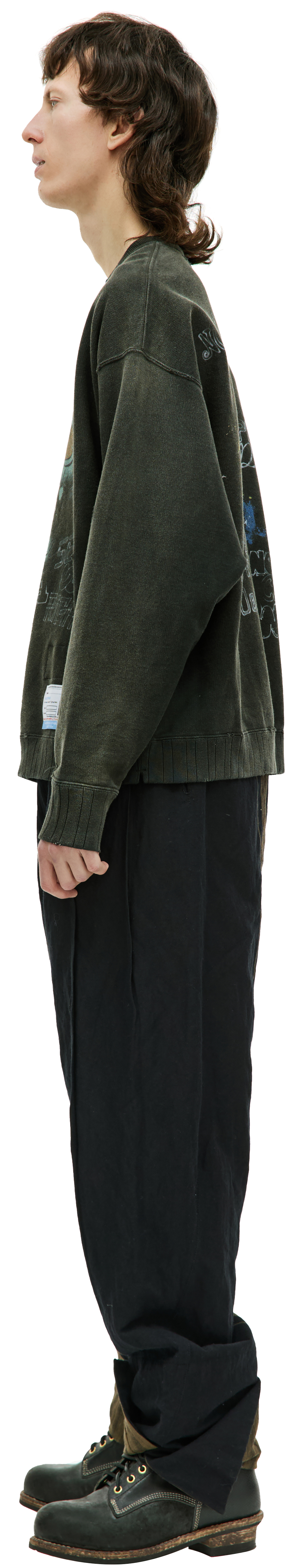 スウェット・トレーナー MIHARAYASUHIRO Charcoal Cotton Oversize Sweatshirt Buy Maison Mihara Yasuhiro men black oversize hoodie with