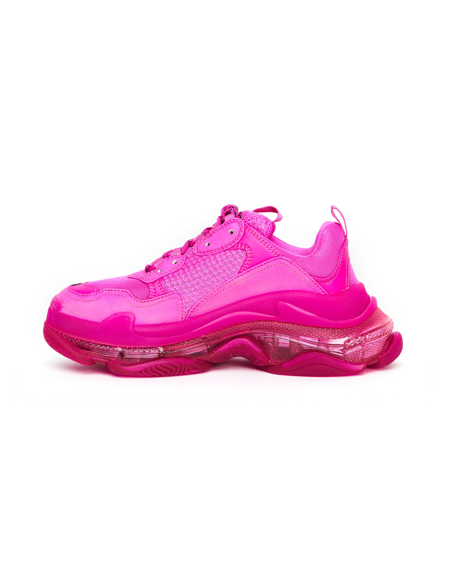 Balenciaga Pink Triple S Clear Sole Sneakers