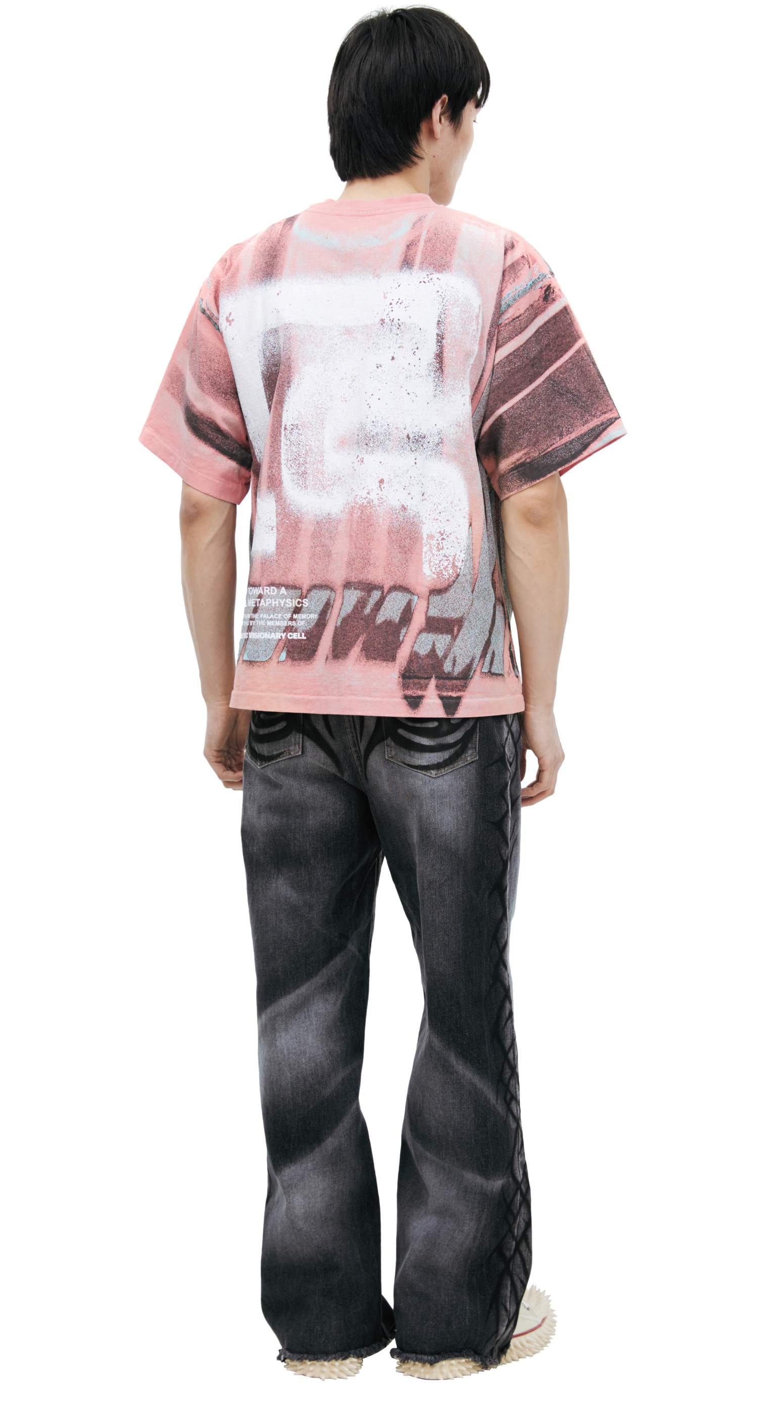 Buy RRR123 men pink t-shirt with a logo for $460 online on SV77 