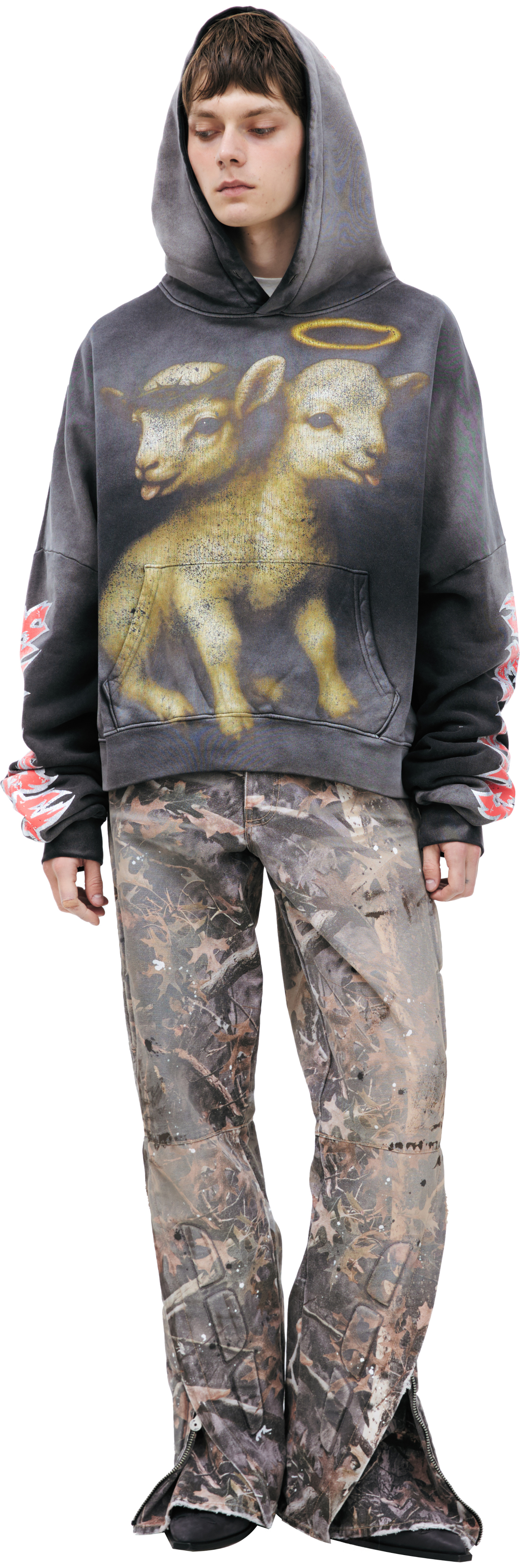 Buy Hellstar men grey printed hoodie for $540 online on SV77