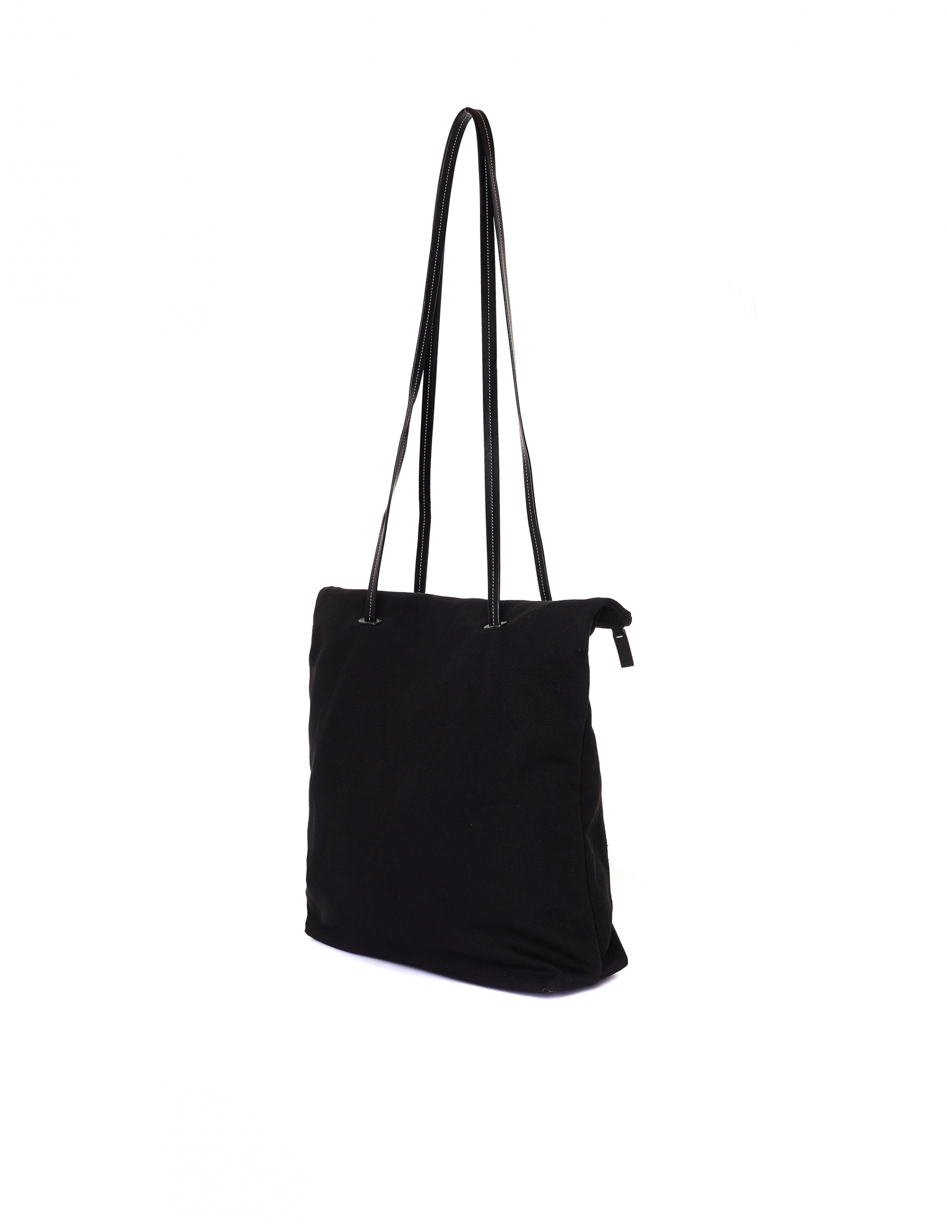 Jil Sander Black Cotton & Linen Shopper Bag