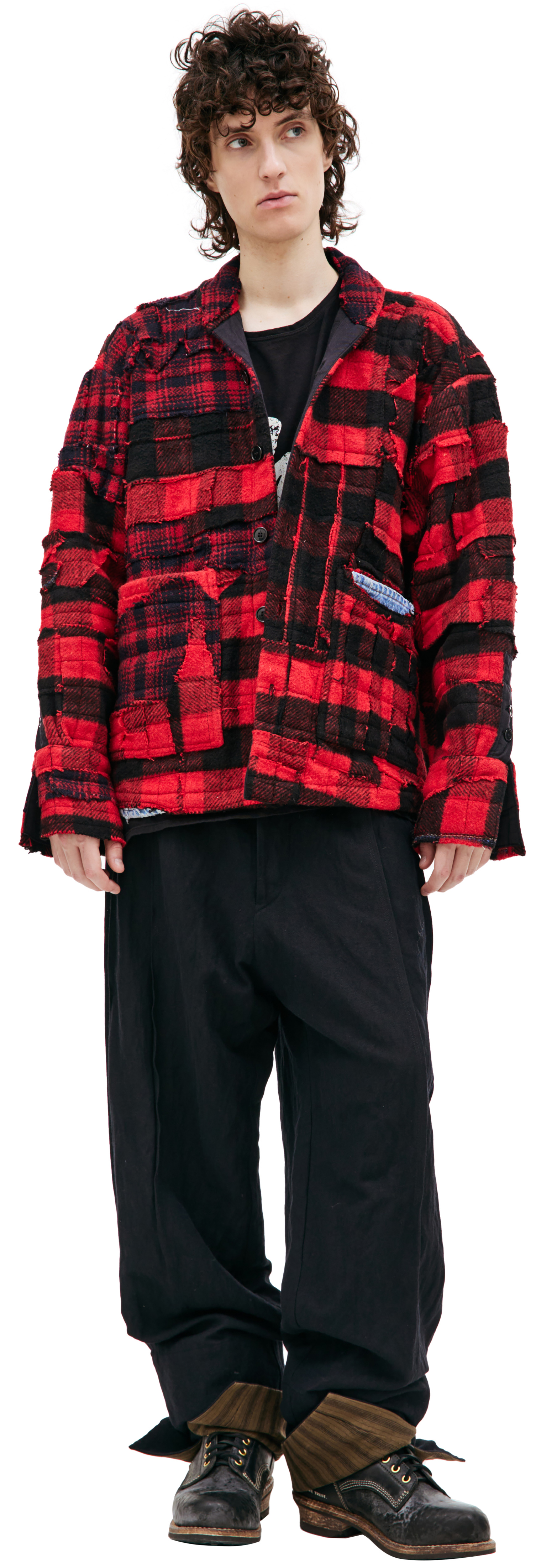 Greg Lauren Wool checkered shirt