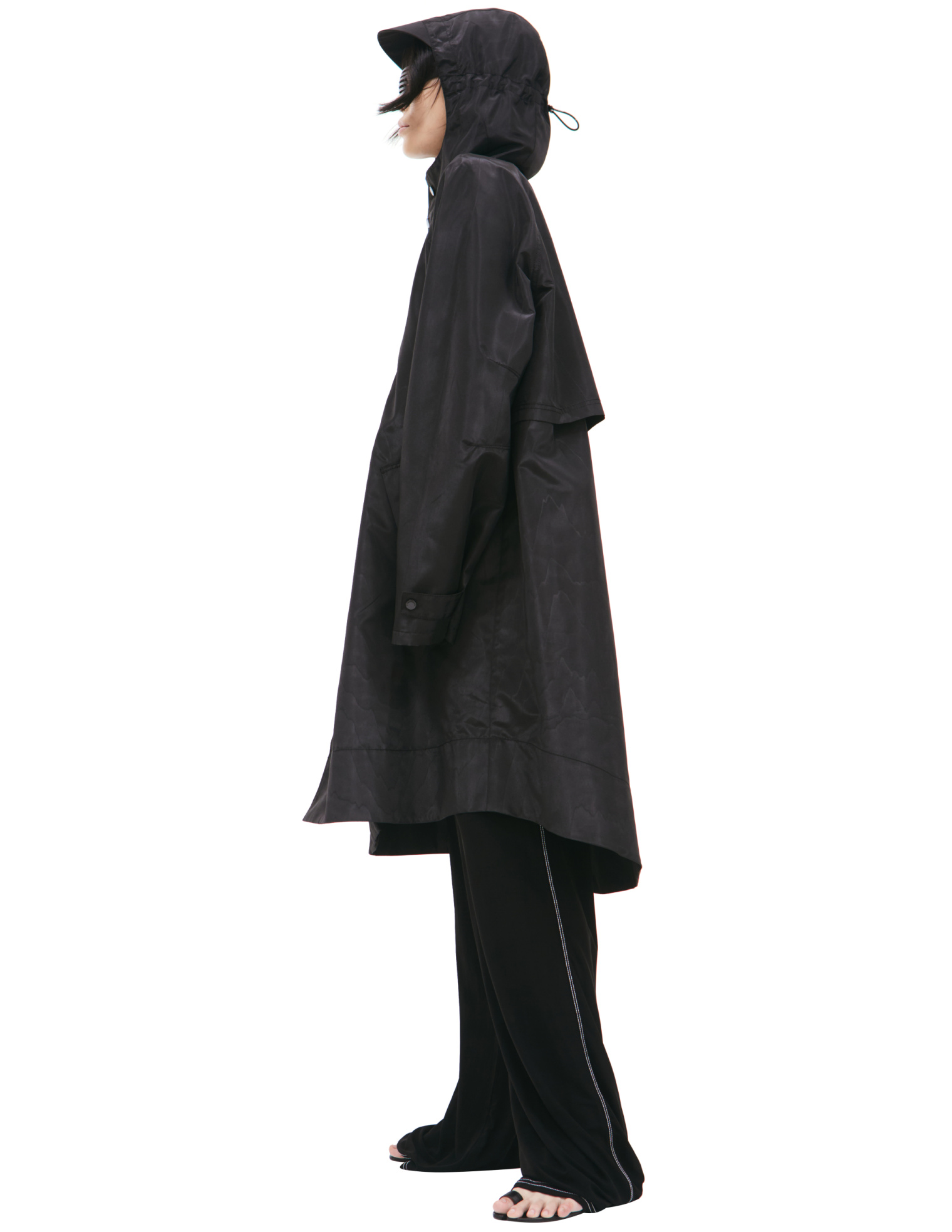 MARINE SERRE Черный дождевик с логотипом