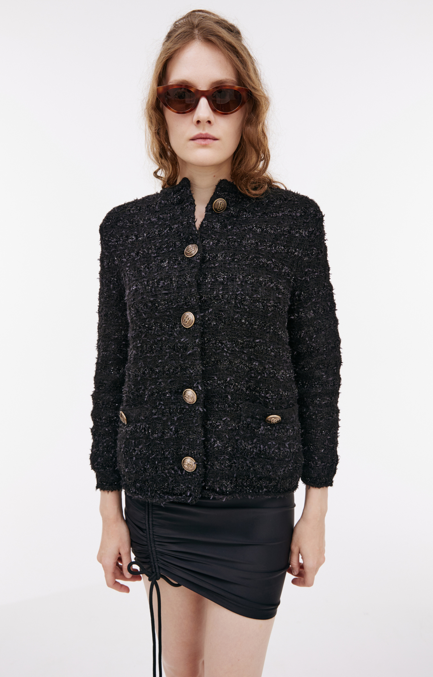 Balenciaga Black tweed cardigan