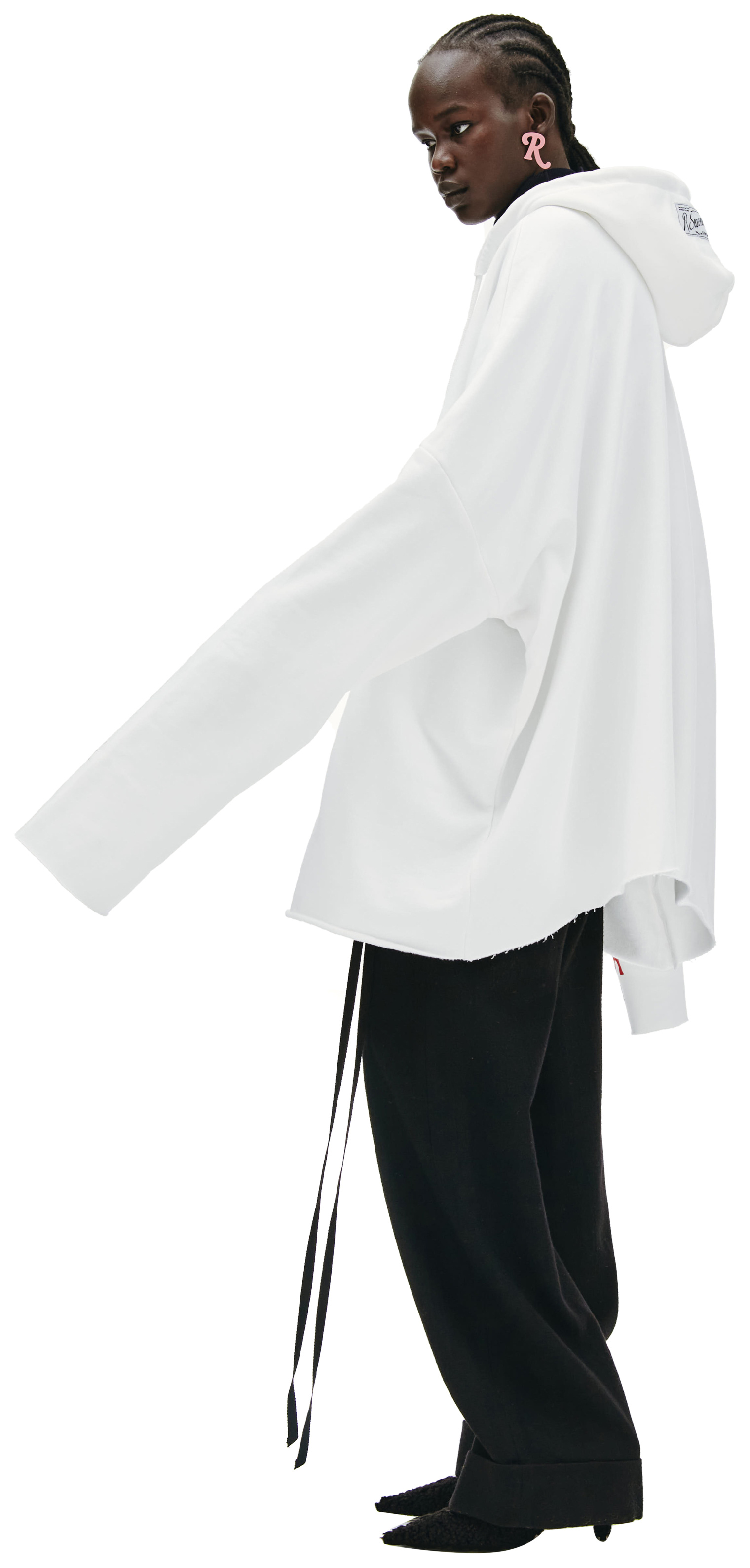 Raf Simons Oversized Printed Hoodie in white