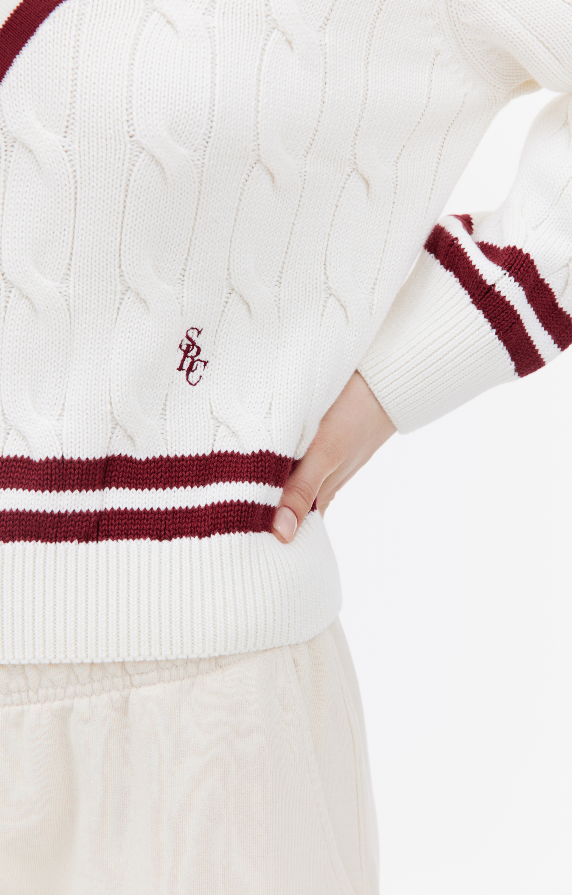 SPORTY & RICH SRC logo V-neck sweater