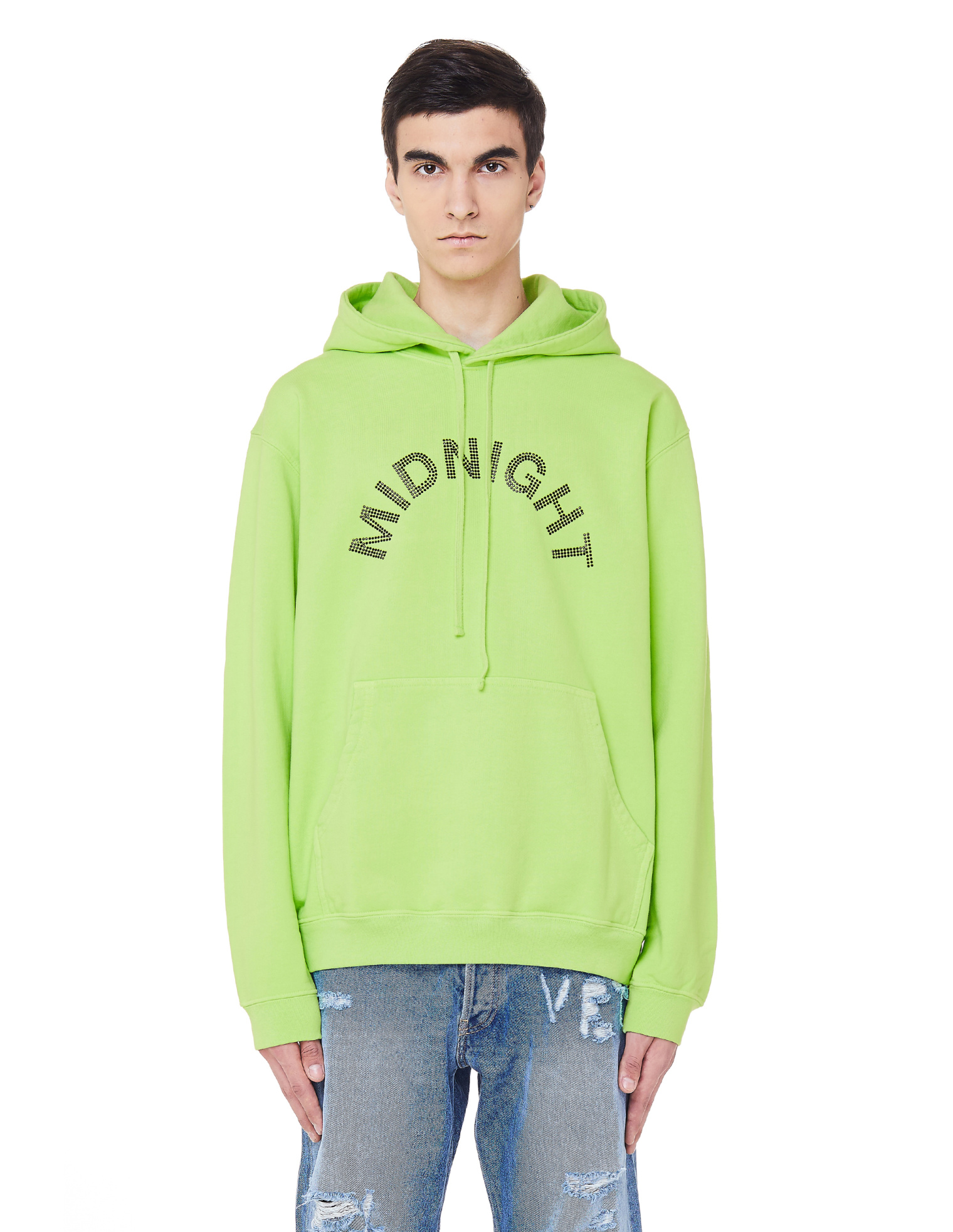 Midnight Studios Electric Green Crystal Logo Hoodie