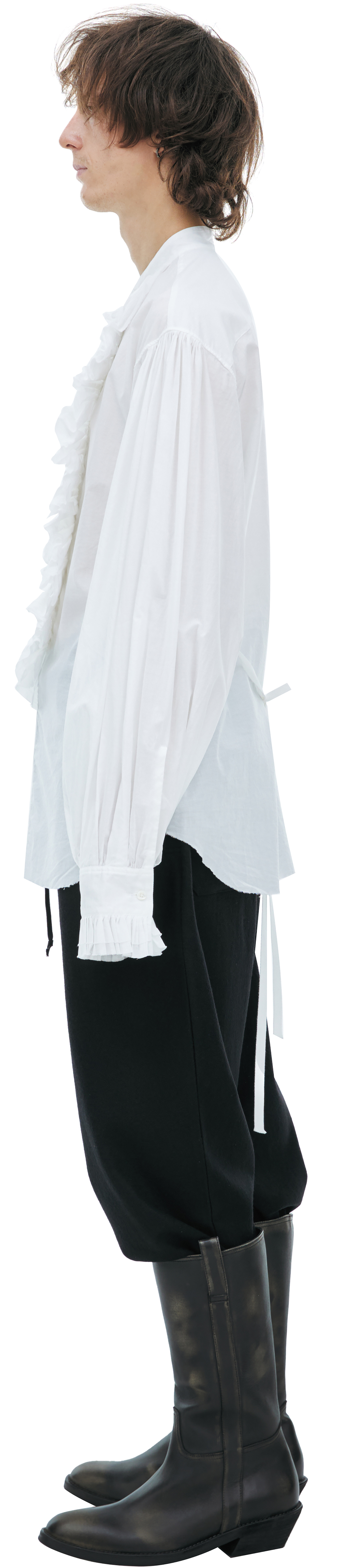 Ann Demeulemeester Cotton shirt with voluminous ruffles on the collar